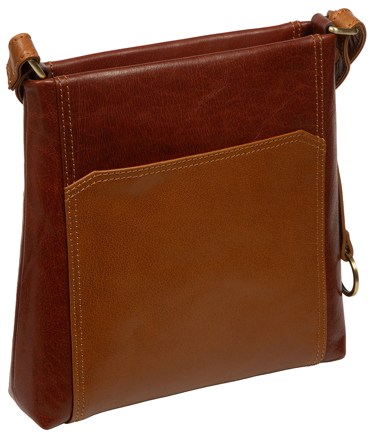 'Marissa' Conker Brown & Dark Tan Leather Cross Body Bag