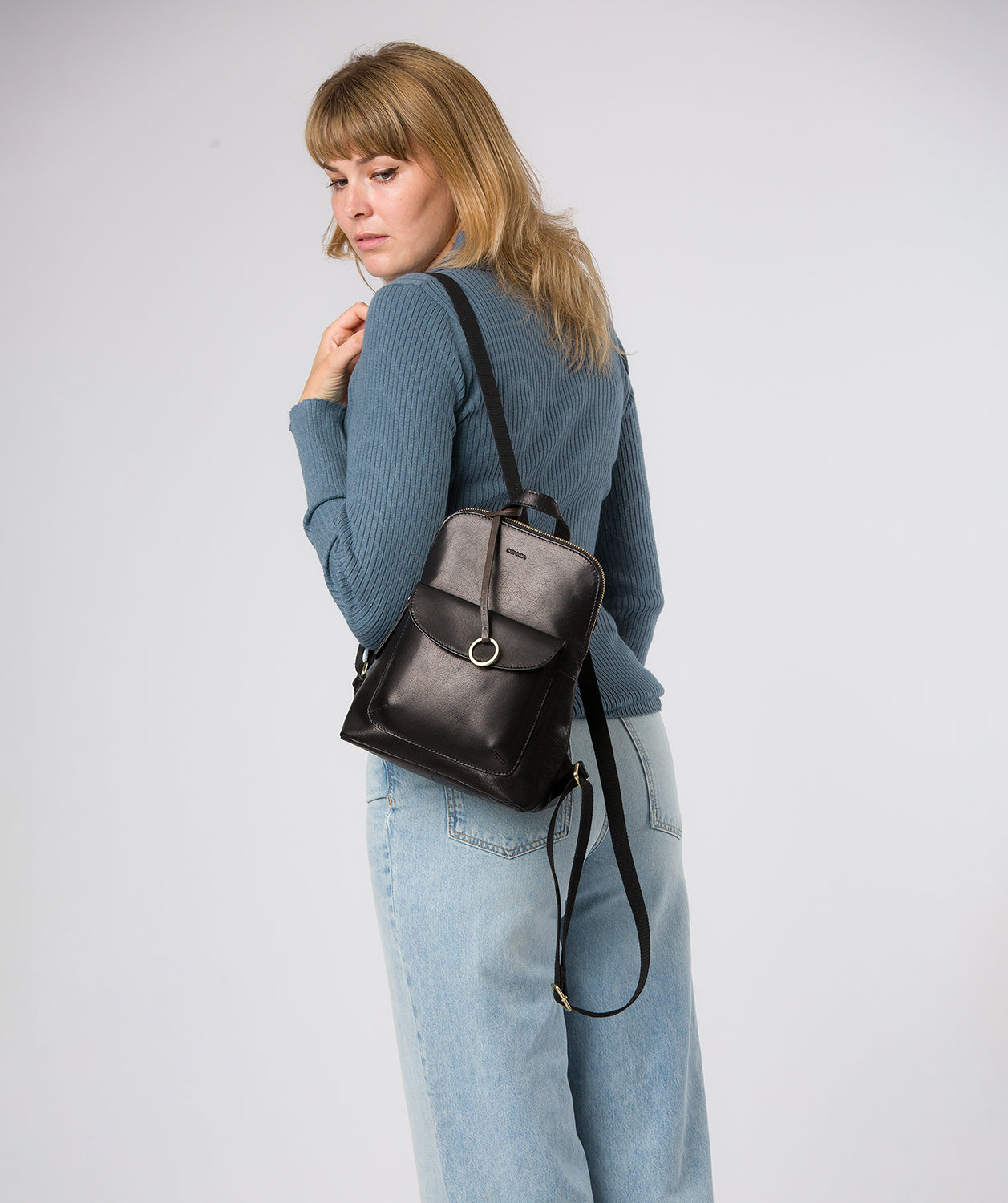 Brielle backpack full rear view with embossed Conkca logo