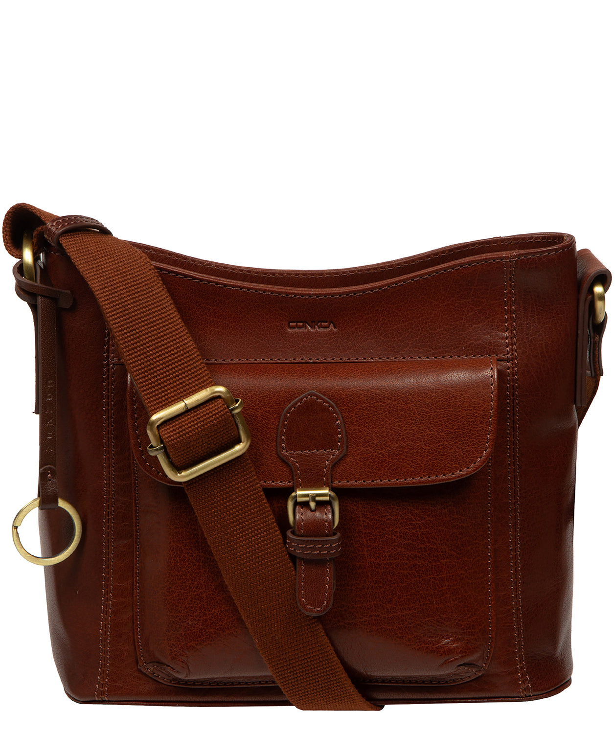 'Clementine' Conker Brown Leather Cross Body Bag