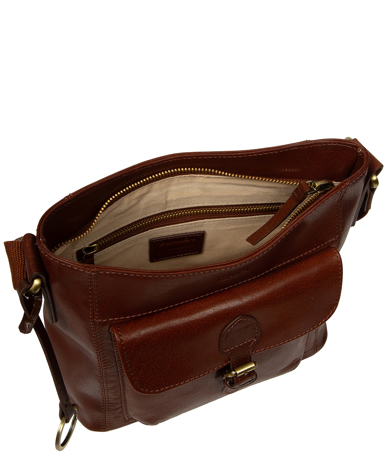'Clementine' Conker Brown Leather Cross Body Bag