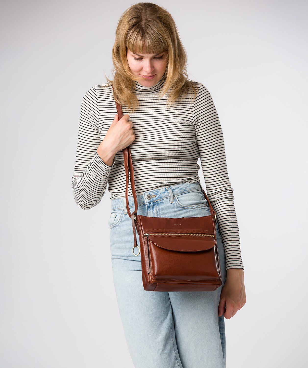 'Malin' Conker Brown Leather Cross Body Bag