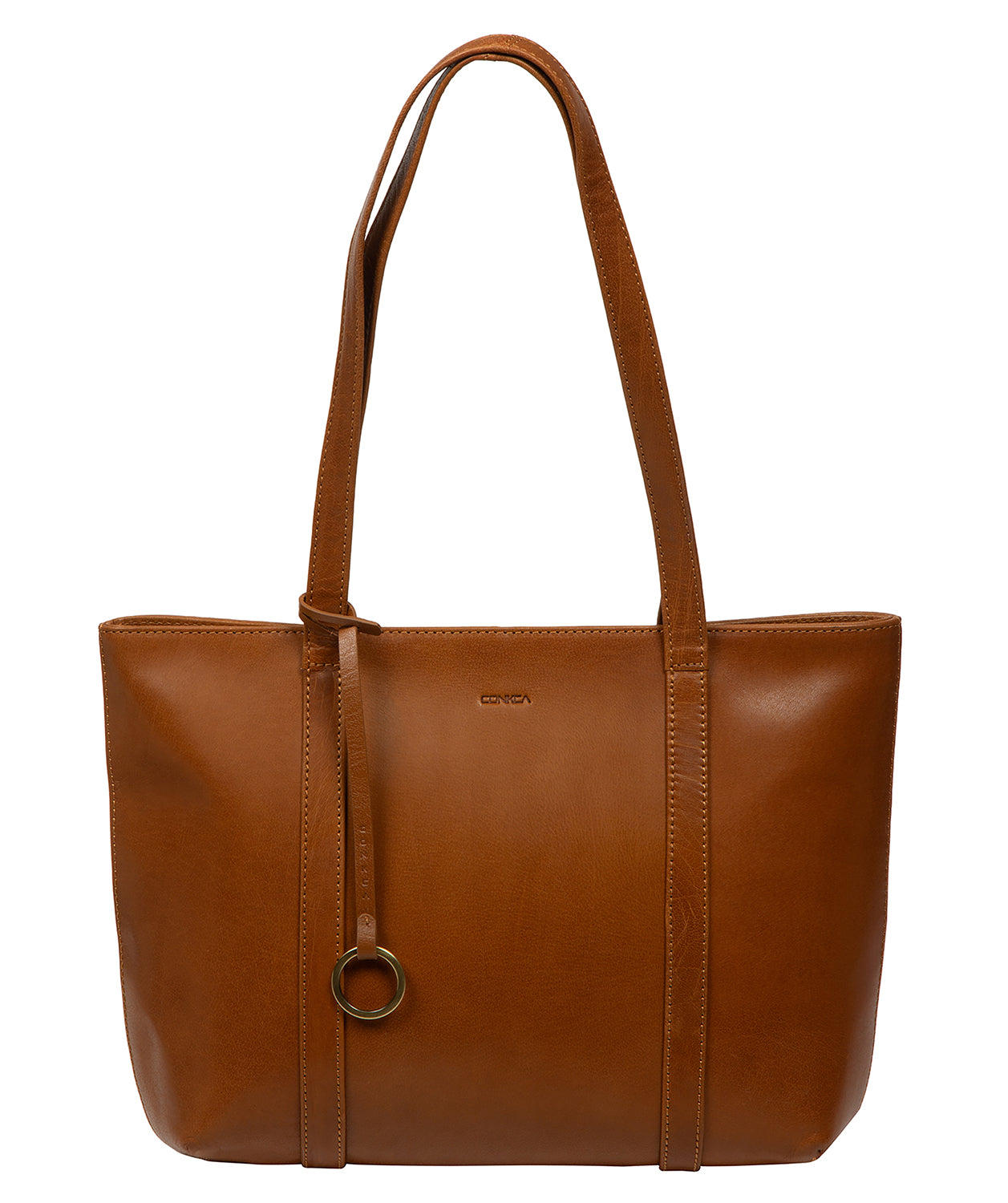 'Ausha' Dark Tan Leather Tote Bag