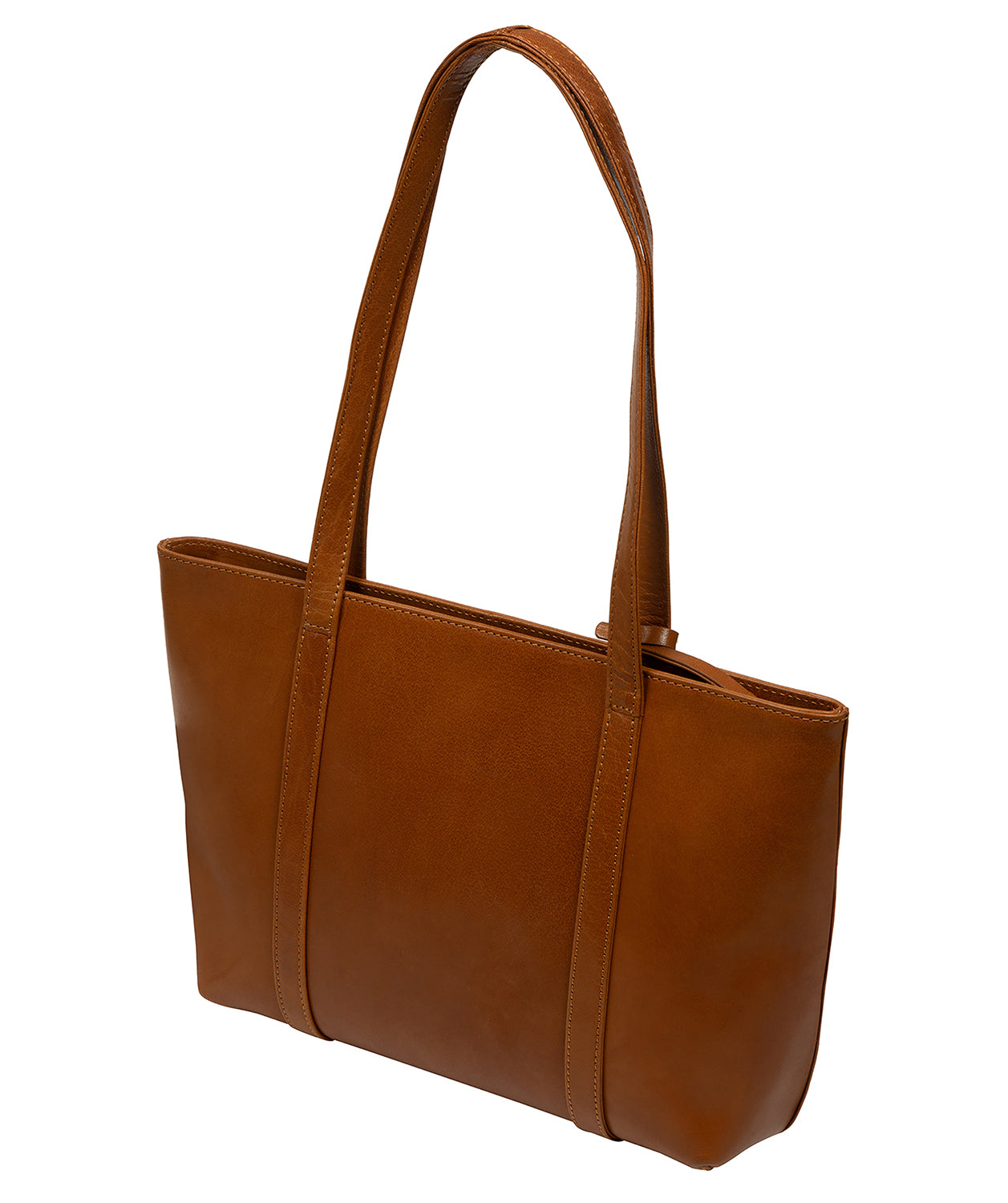 'Ausha' Dark Tan Leather Tote Bag