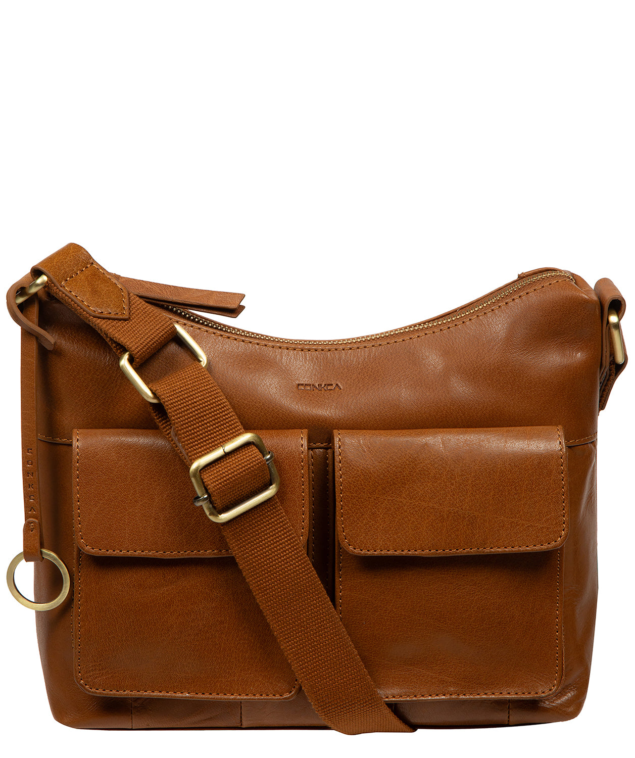 'Natalie' Dark Tan Leather Shoulder Bag