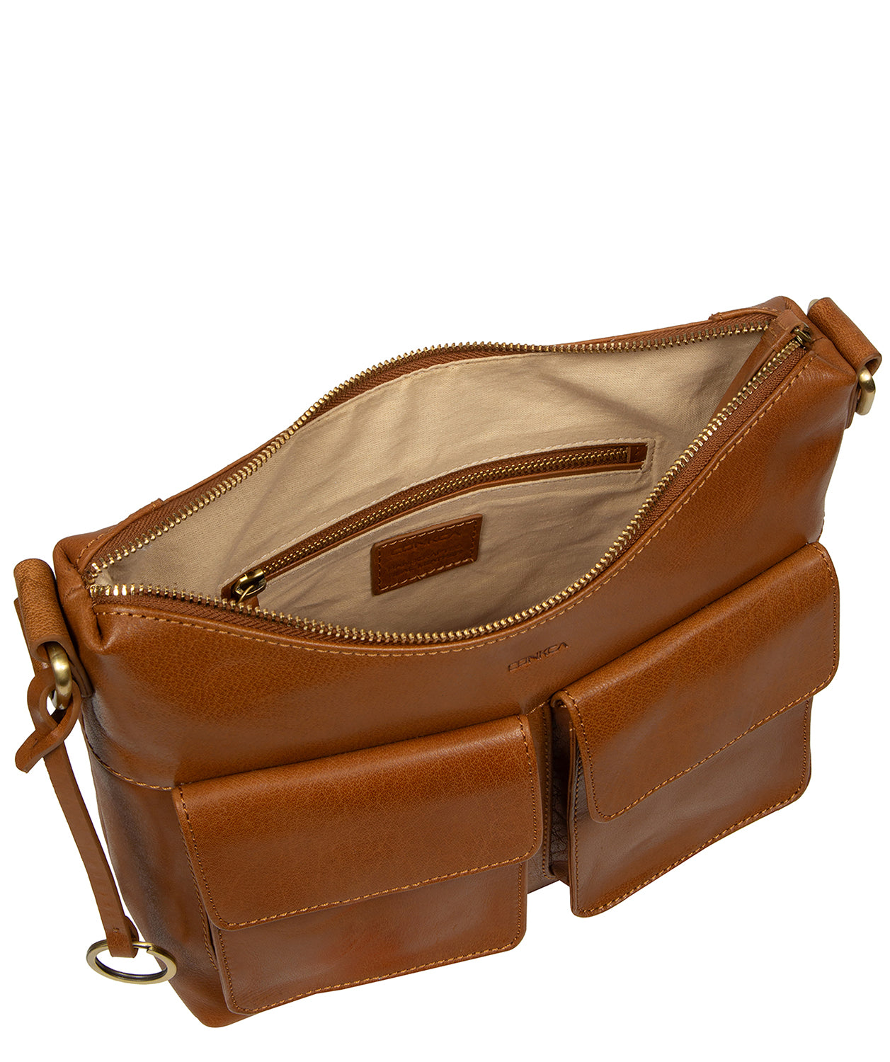 'Natalie' Dark Tan Leather Shoulder Bag