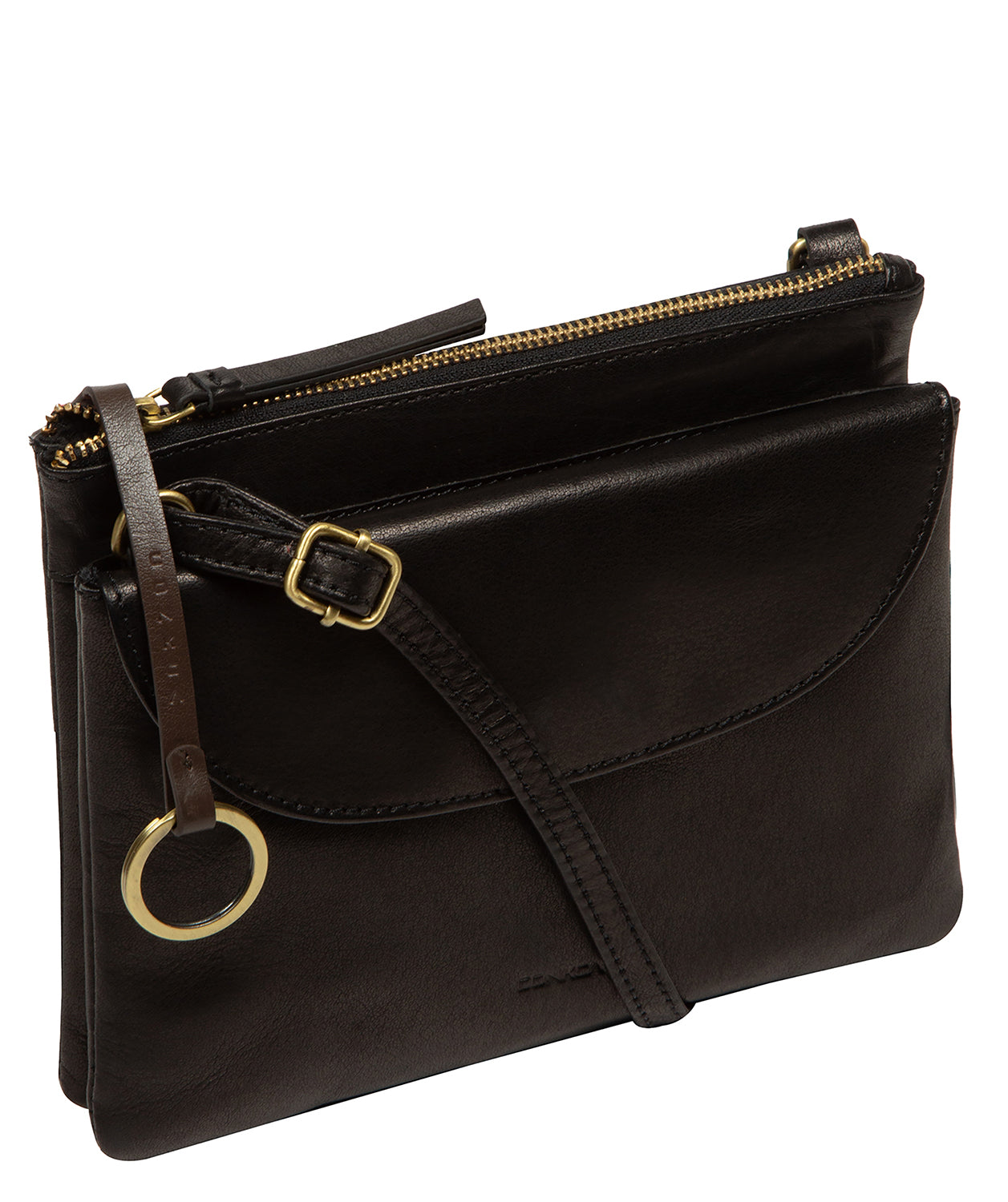 'Marietta' Black Leather Cross Body Bag