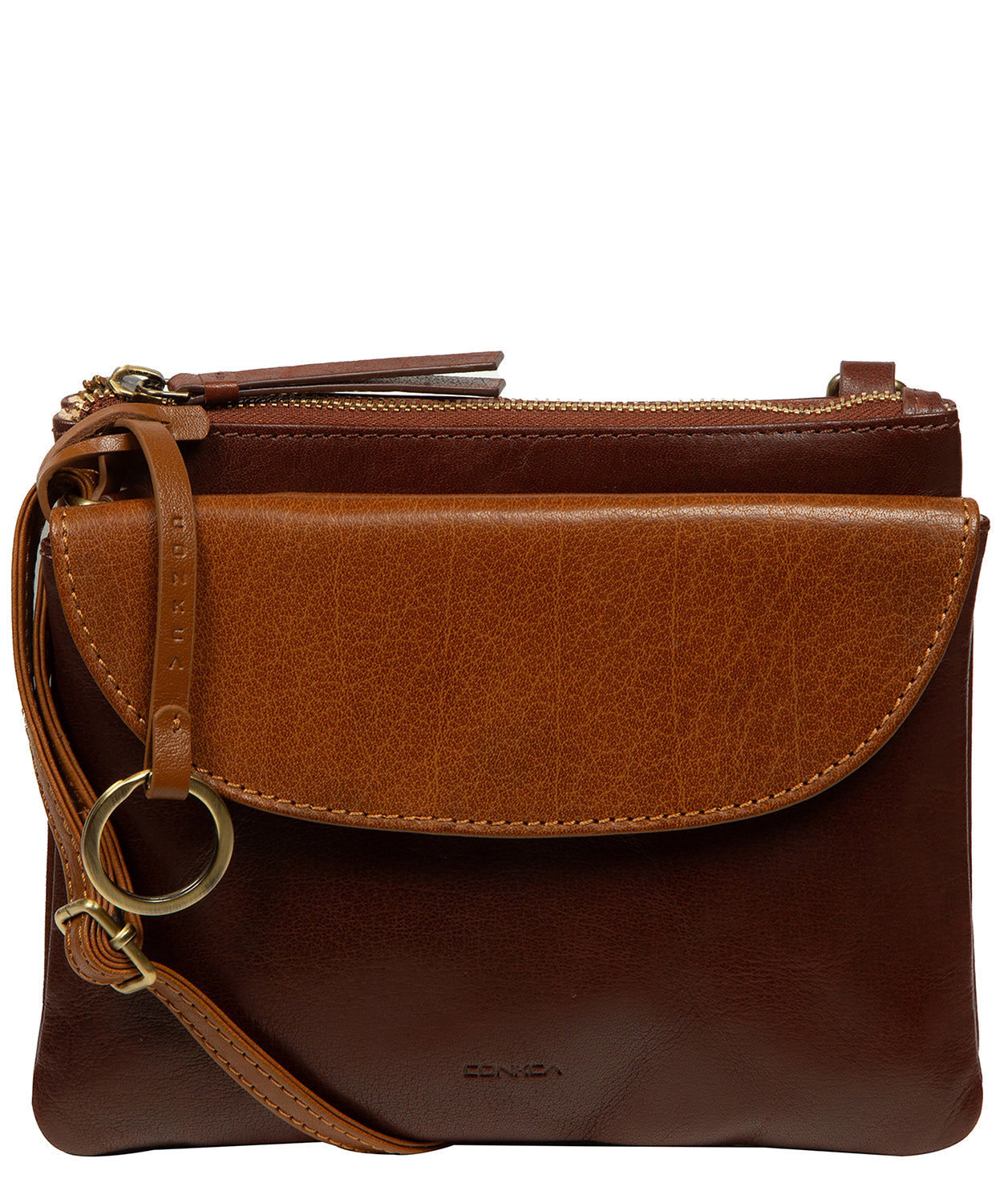 'Marietta' Conker Brown & Dark Tan Leather Cross Body Bag
