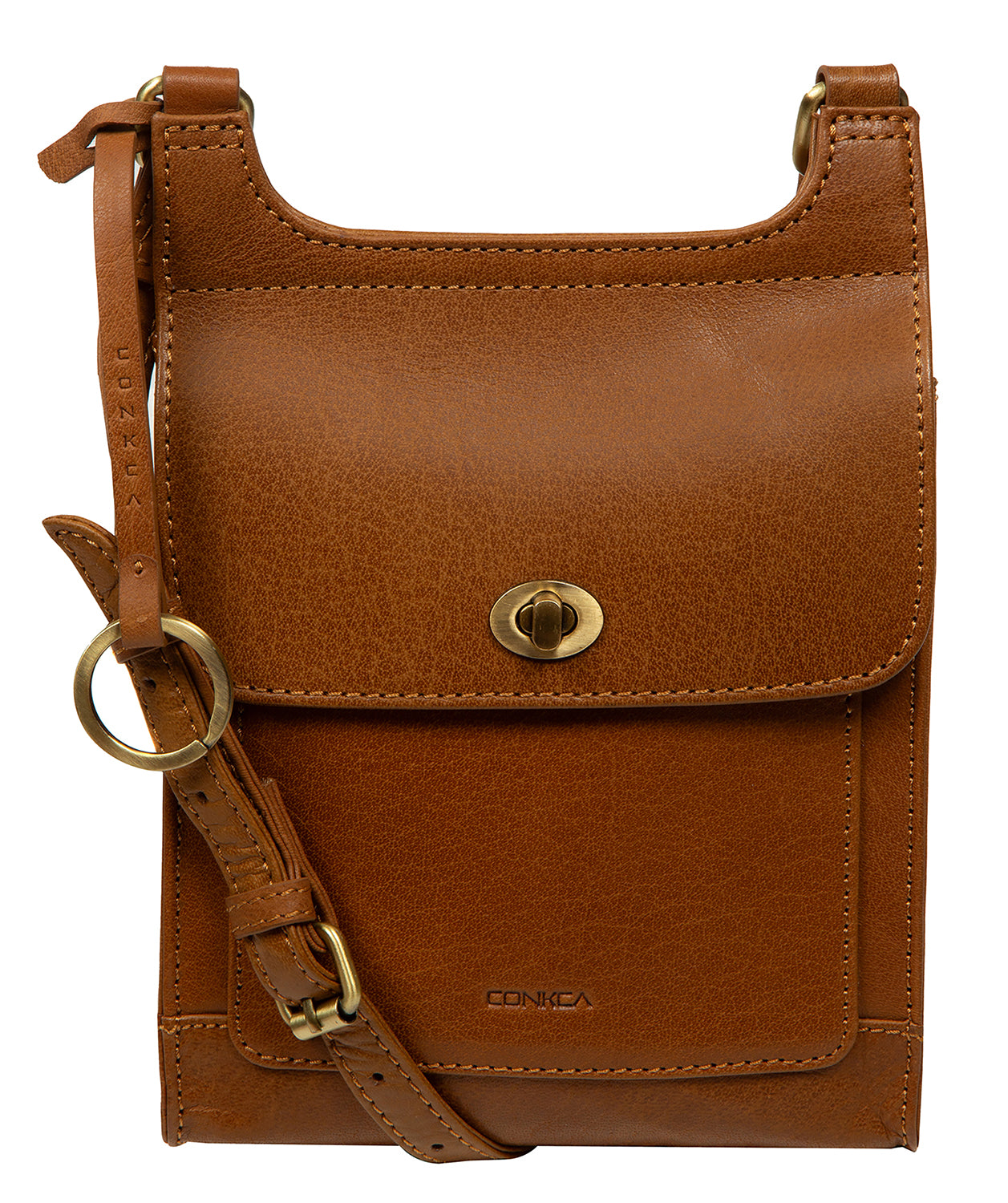 'Coraline' Dark Tan Leather Cross Body Bag