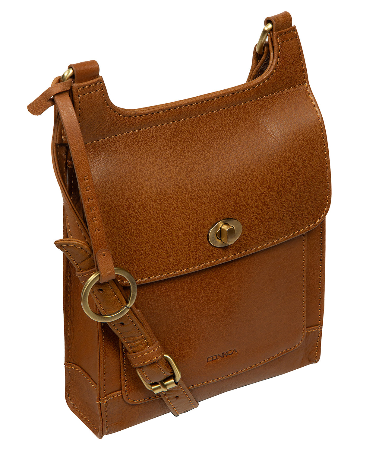 'Coraline' Dark Tan Leather Cross Body Bag