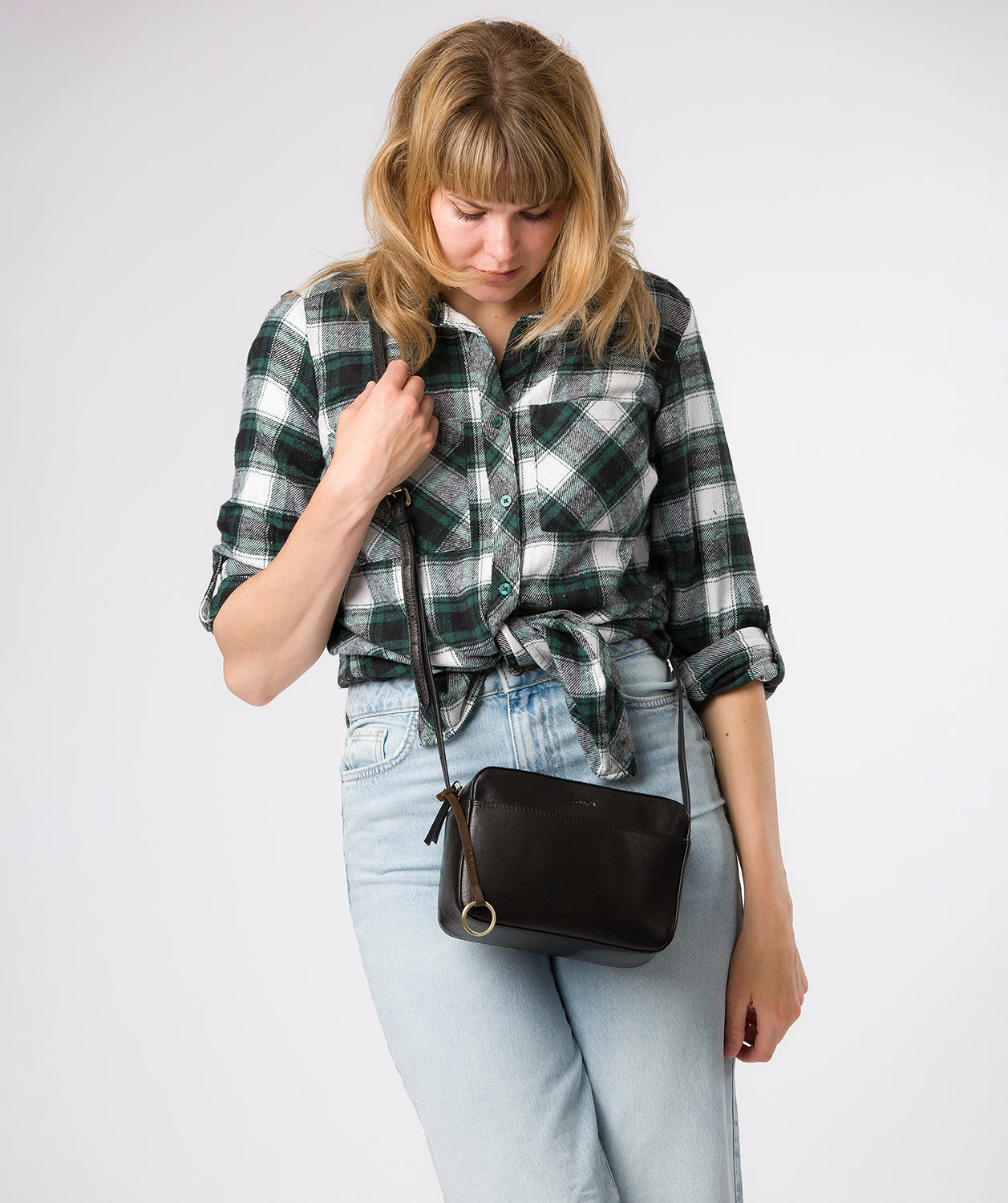 'Dahlia' Black Leather Cross Body Bag