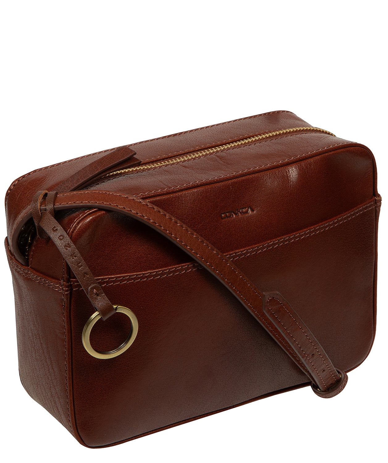 'Dahlia' Conker Brown Leather Cross Body Bag