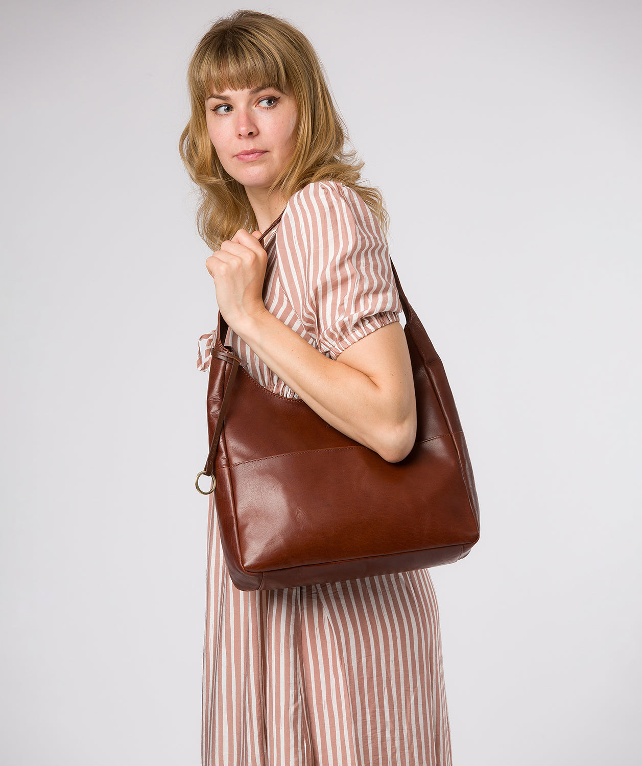 'Kyra' Conker Brown Leather Tote Bag