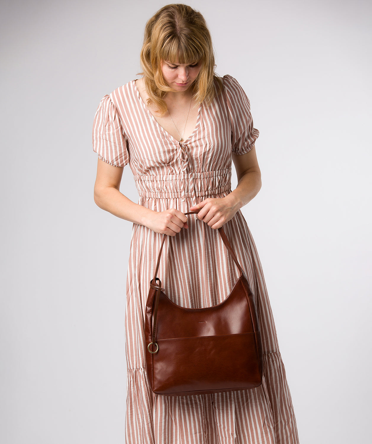 'Kyra' Conker Brown Leather Tote Bag
