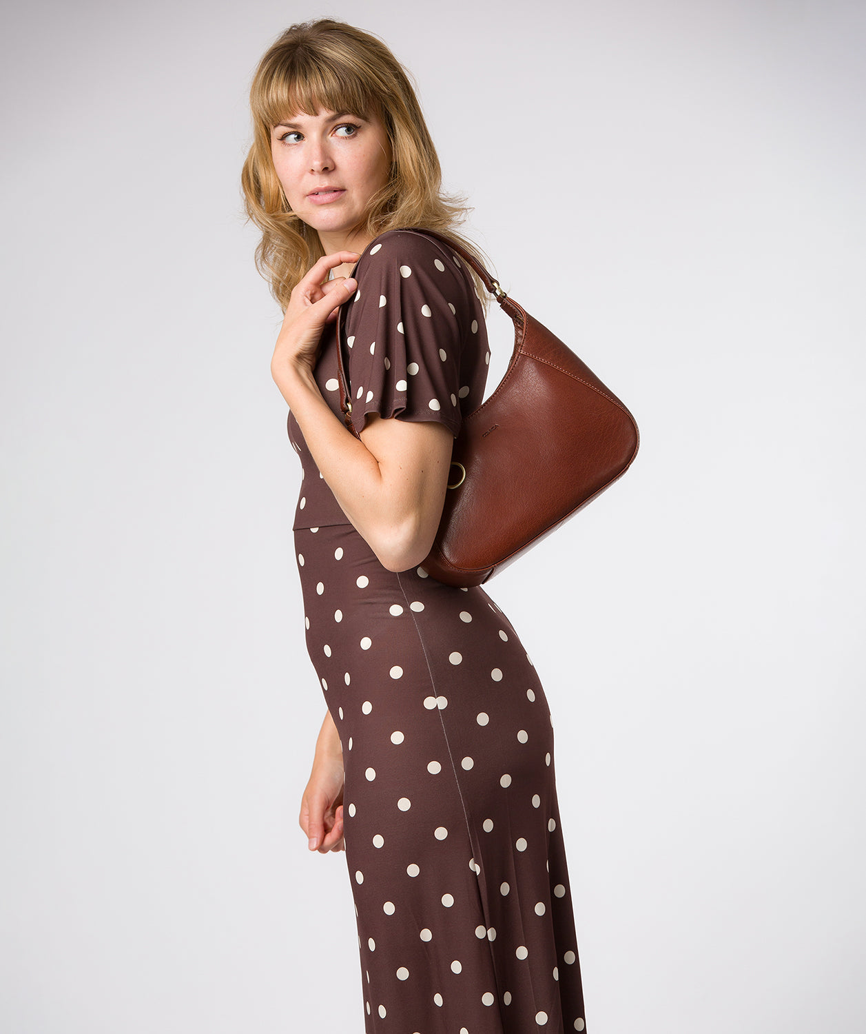 'Vivienne' Conker Brown Leather Grab Bag