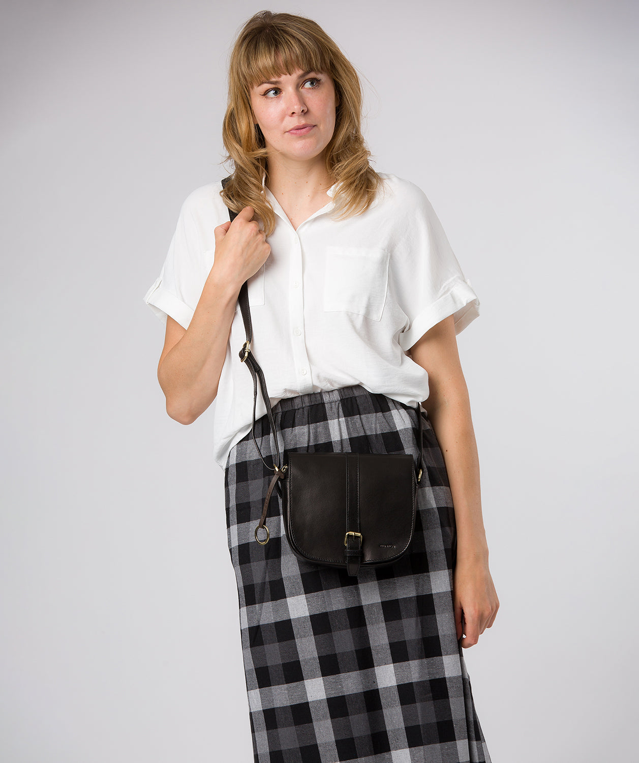 'Fern' Black Leather Cross Body Bag