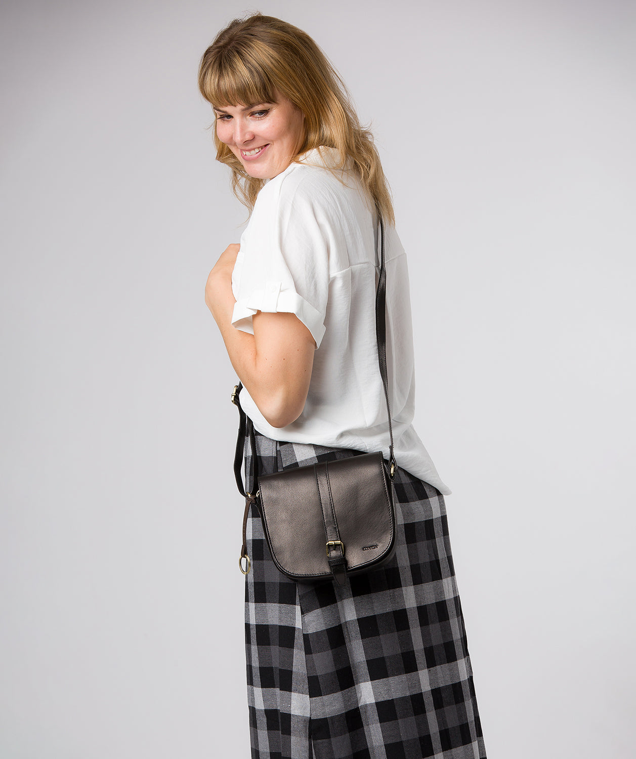 'Fern' Black Leather Cross Body Bag