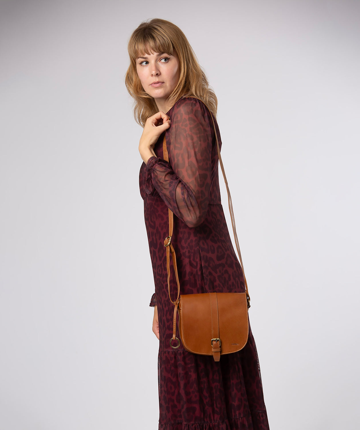 'Fern' Dark Tan Leather Cross Body Bag