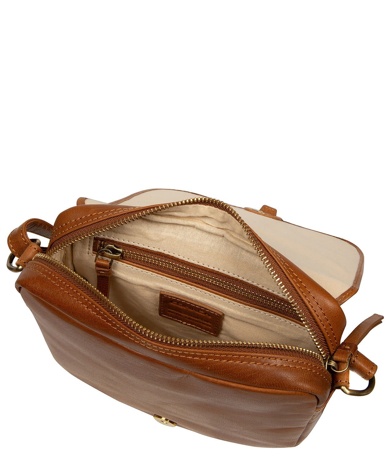 'Fern' Dark Tan Leather Cross Body Bag