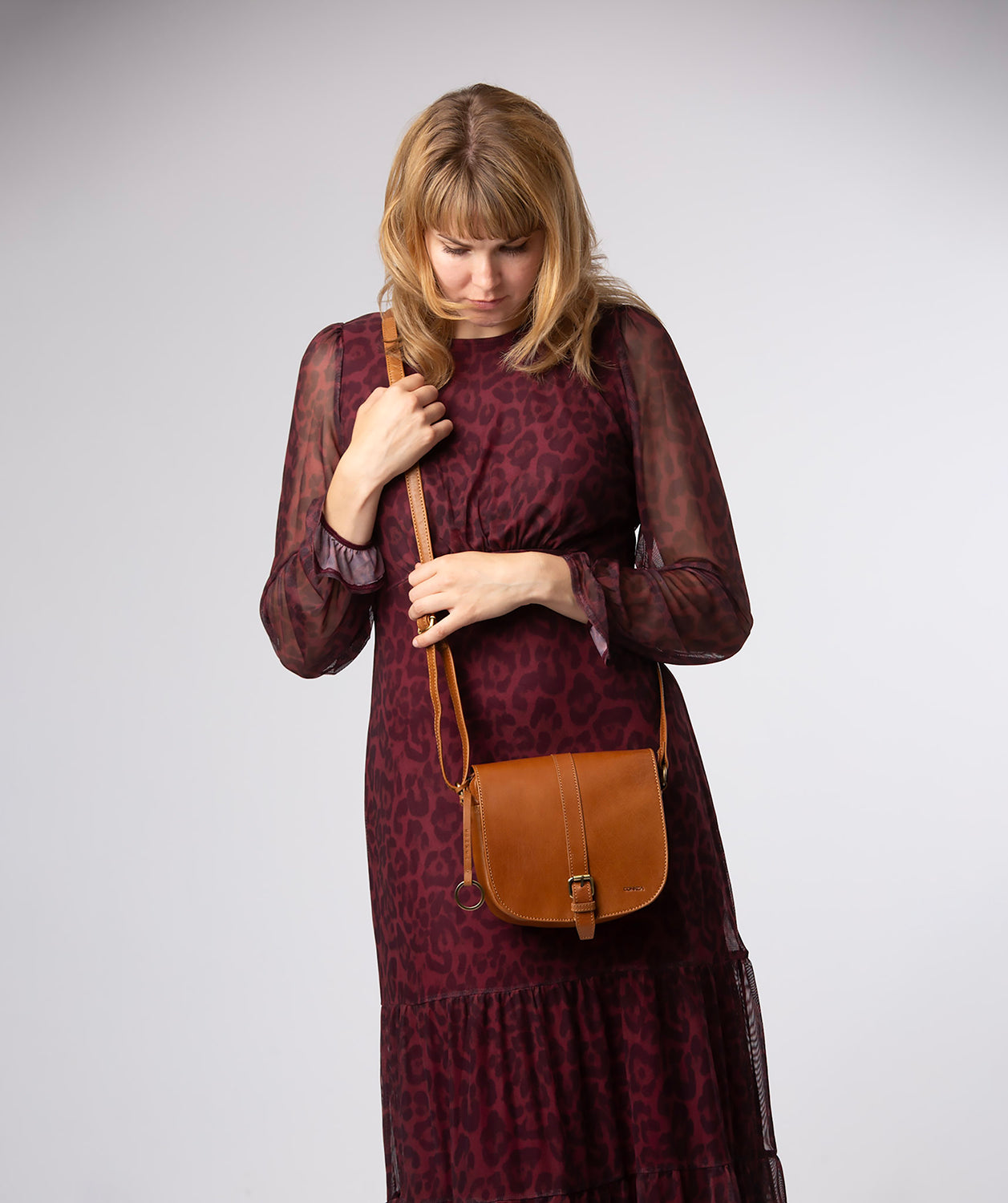 'Fern' Dark Tan Leather Cross Body Bag