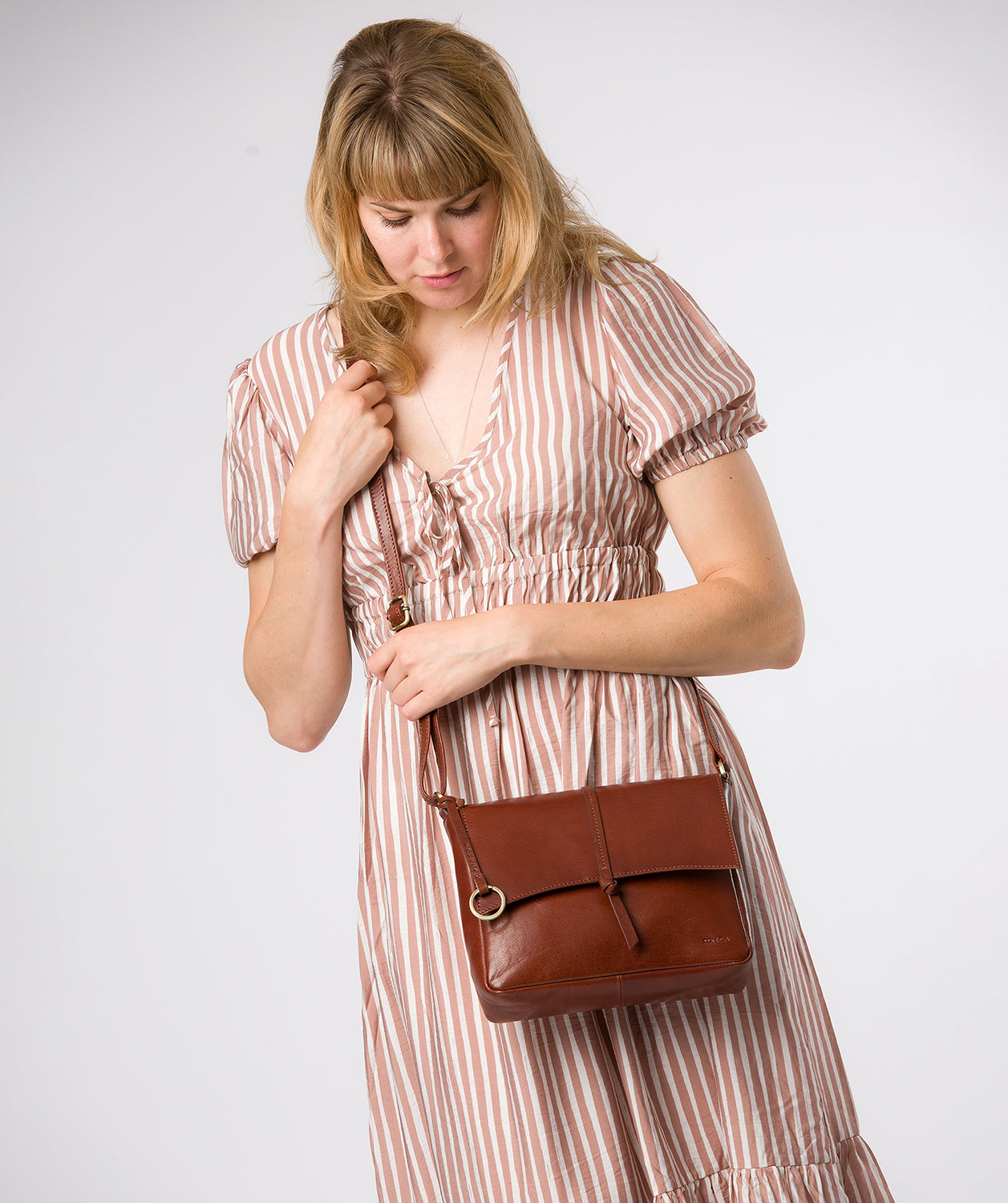 'Myla' Conker Brown Leather Cross Body Bag