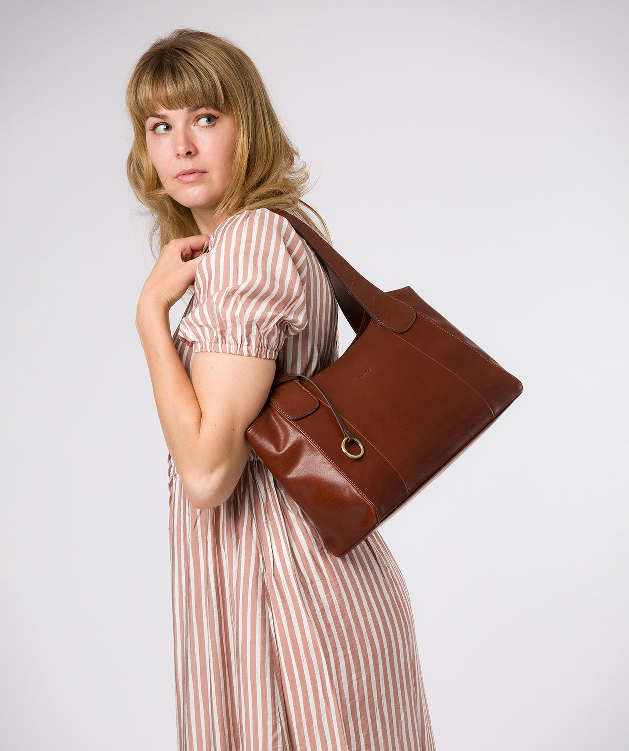 'Lilou' Conker Brown Leather Handbag