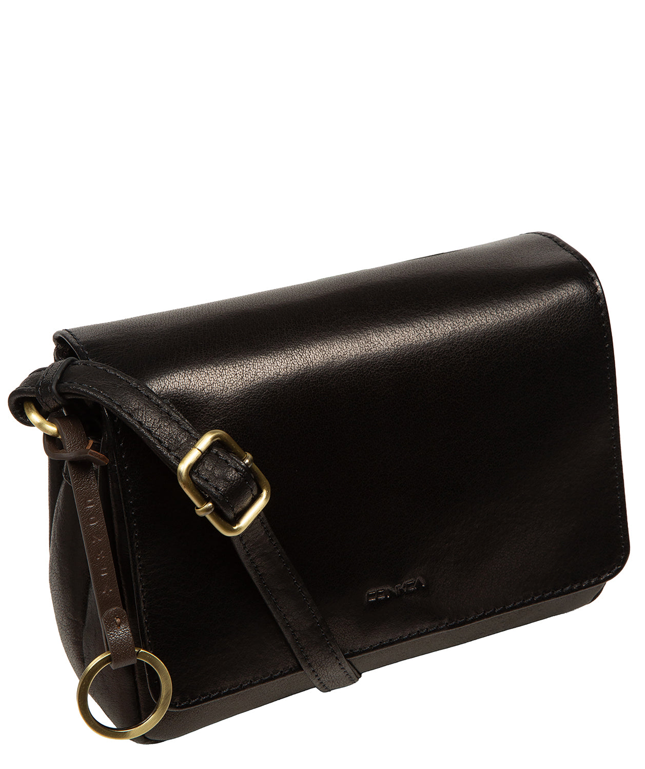 'Cosima' Black Leather Cross Body Bag