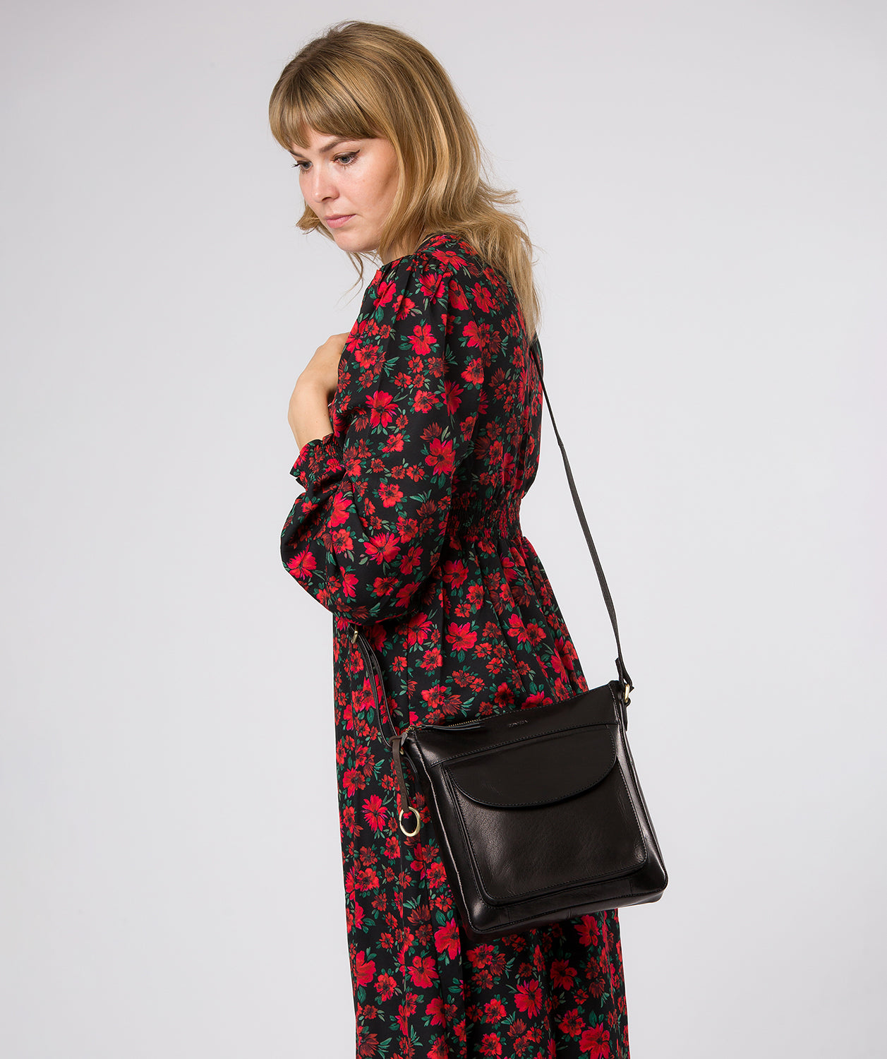 'Maeve' Black Leather Cross Body Bag