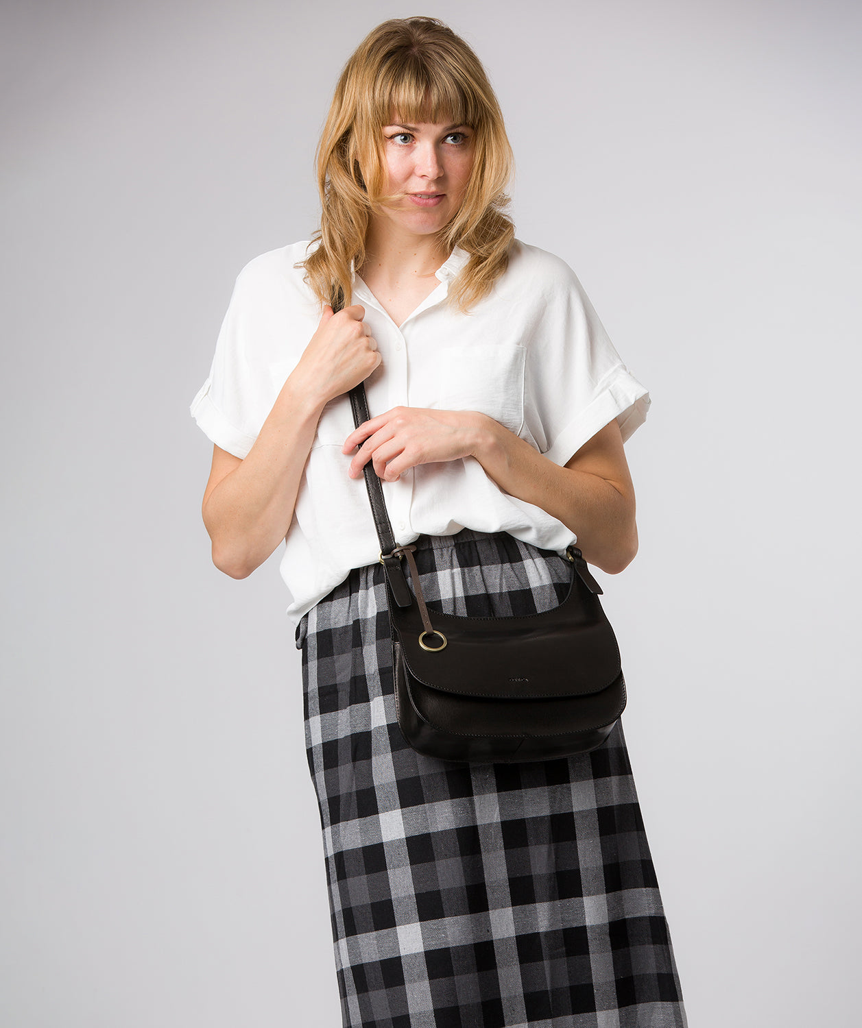 'Gia' Black Leather Cross Body Bag