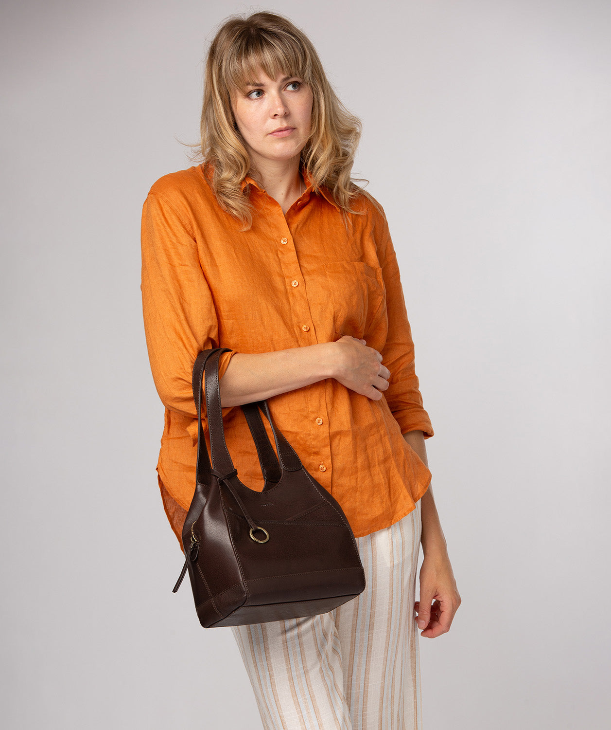 'Vesper' Cocoa Leather Handbag