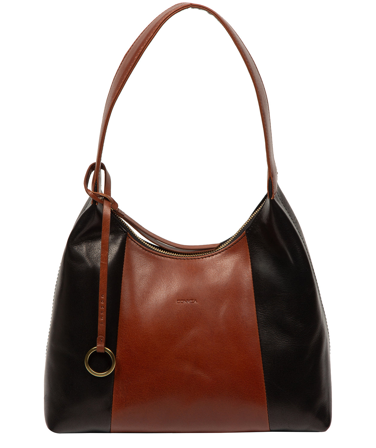 'Candy' Black & Conker Brown Leather Handbag