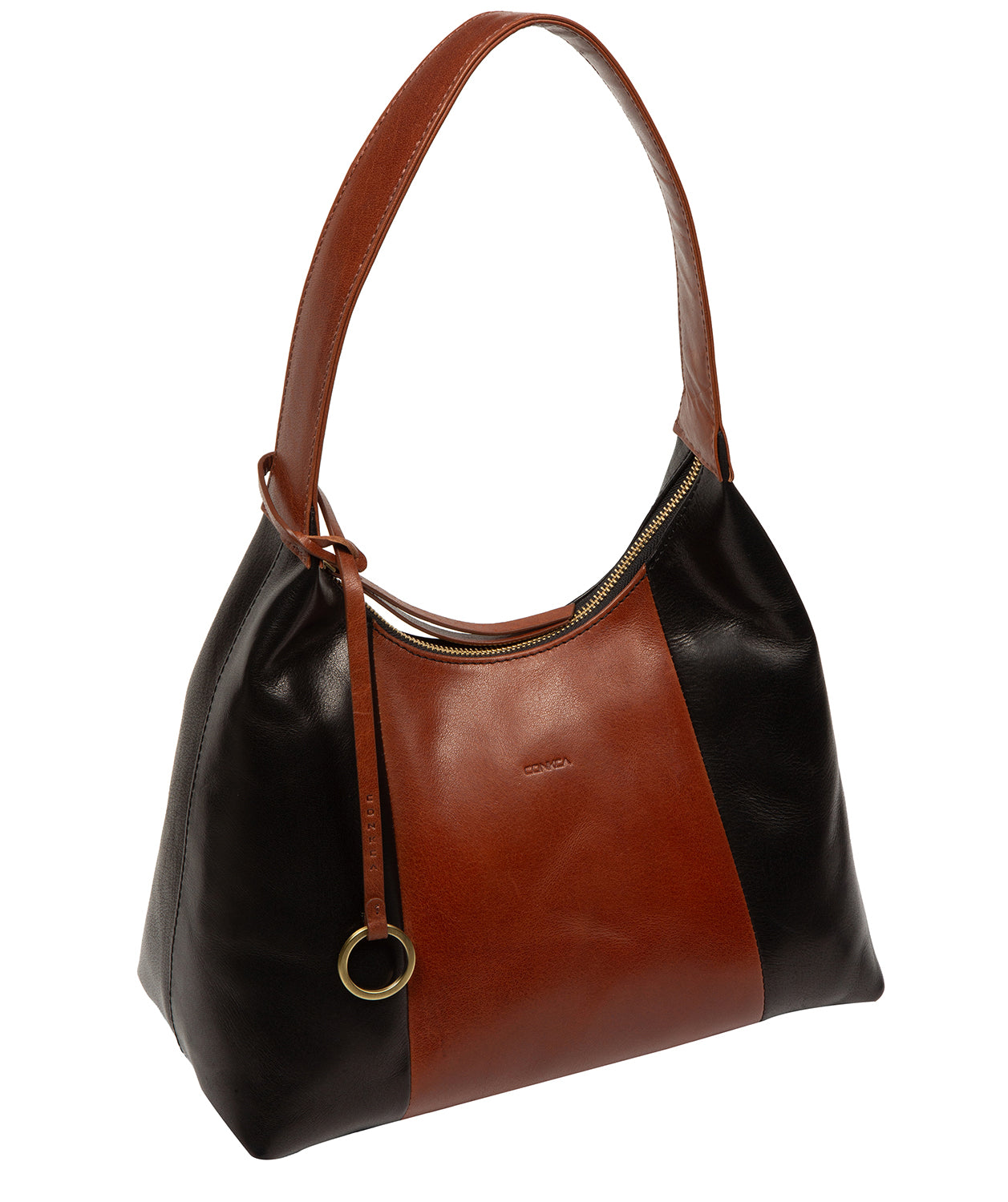 'Candy' Black & Conker Brown Leather Handbag