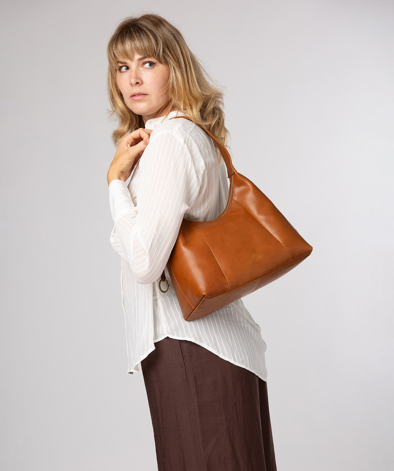 'Candy' Dark Tan Leather Handbag