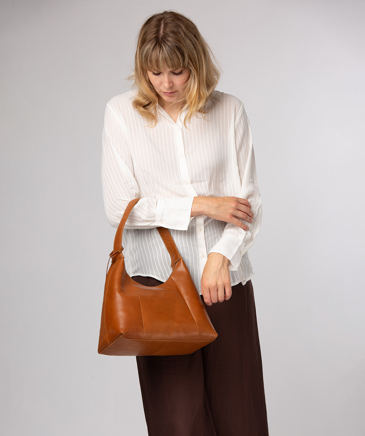 'Candy' Dark Tan Leather Handbag