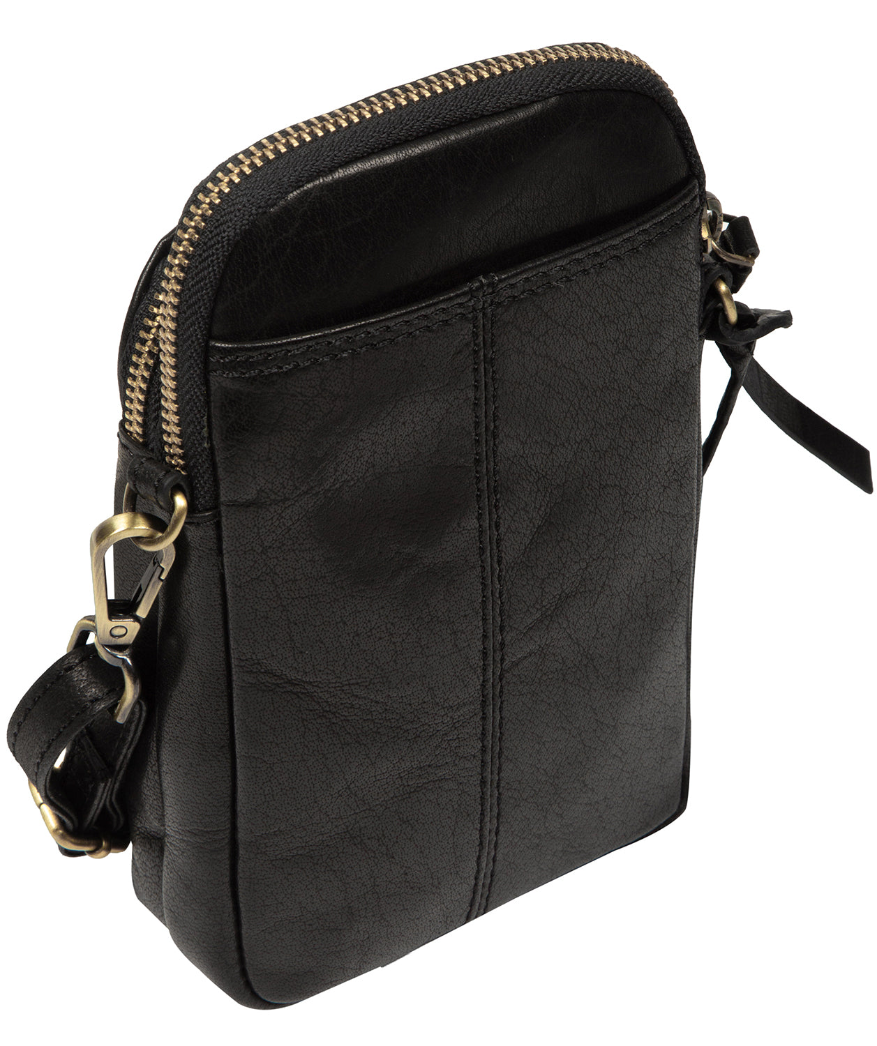 'Raven' Black Leather Cross Body Phone Bag