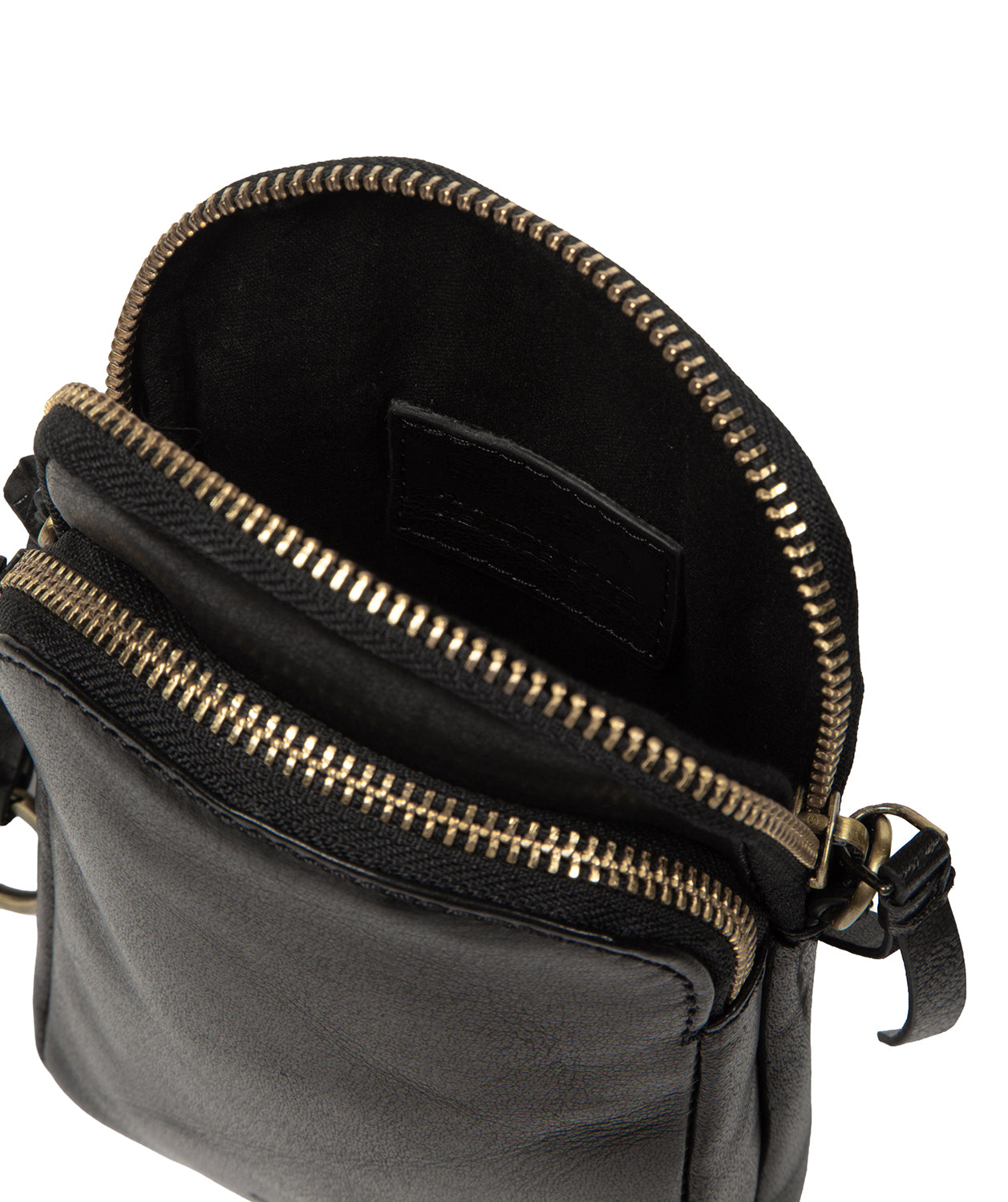'Raven' Black Leather Cross Body Phone Bag