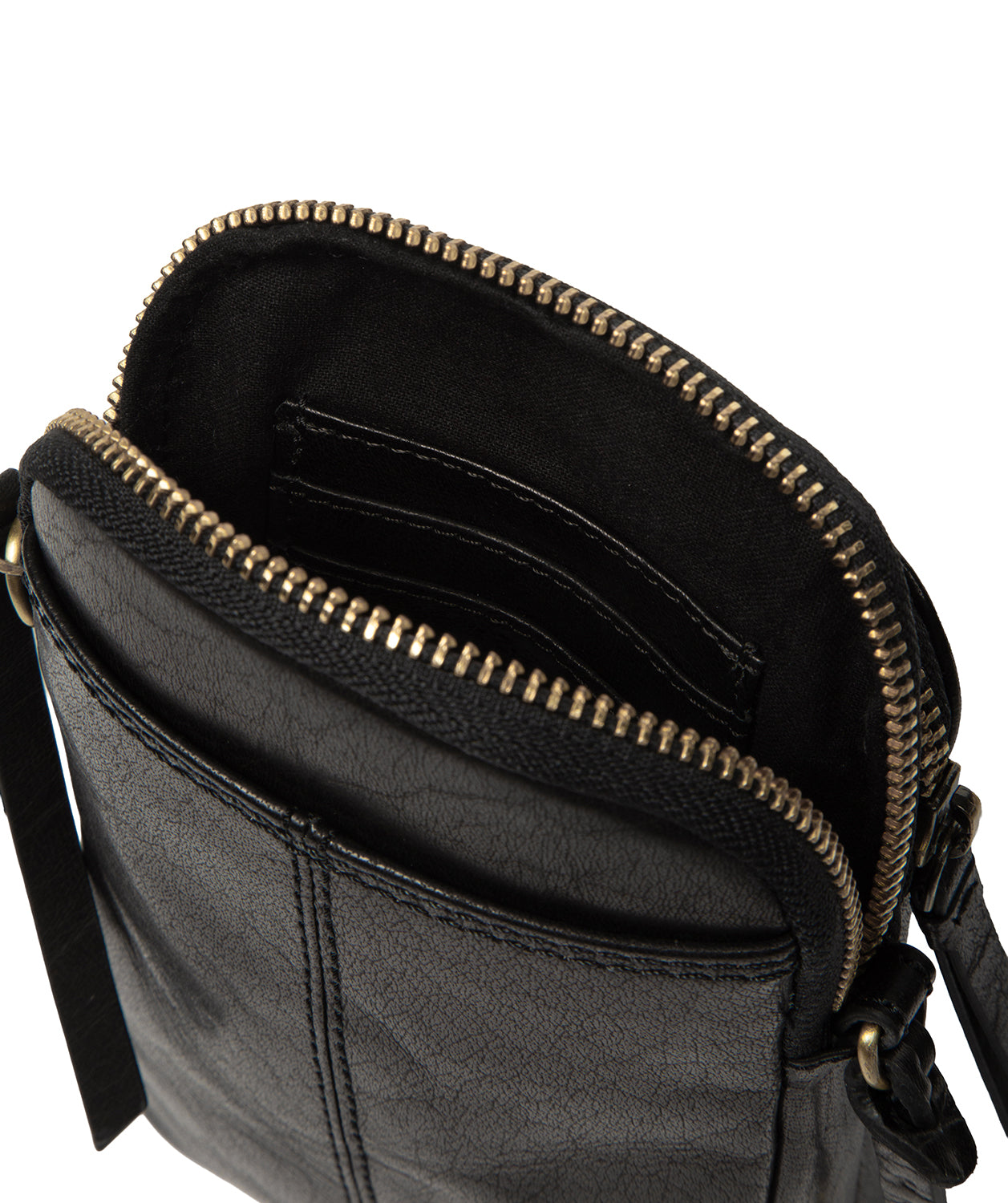'Raven' Black Leather Cross Body Phone Bag