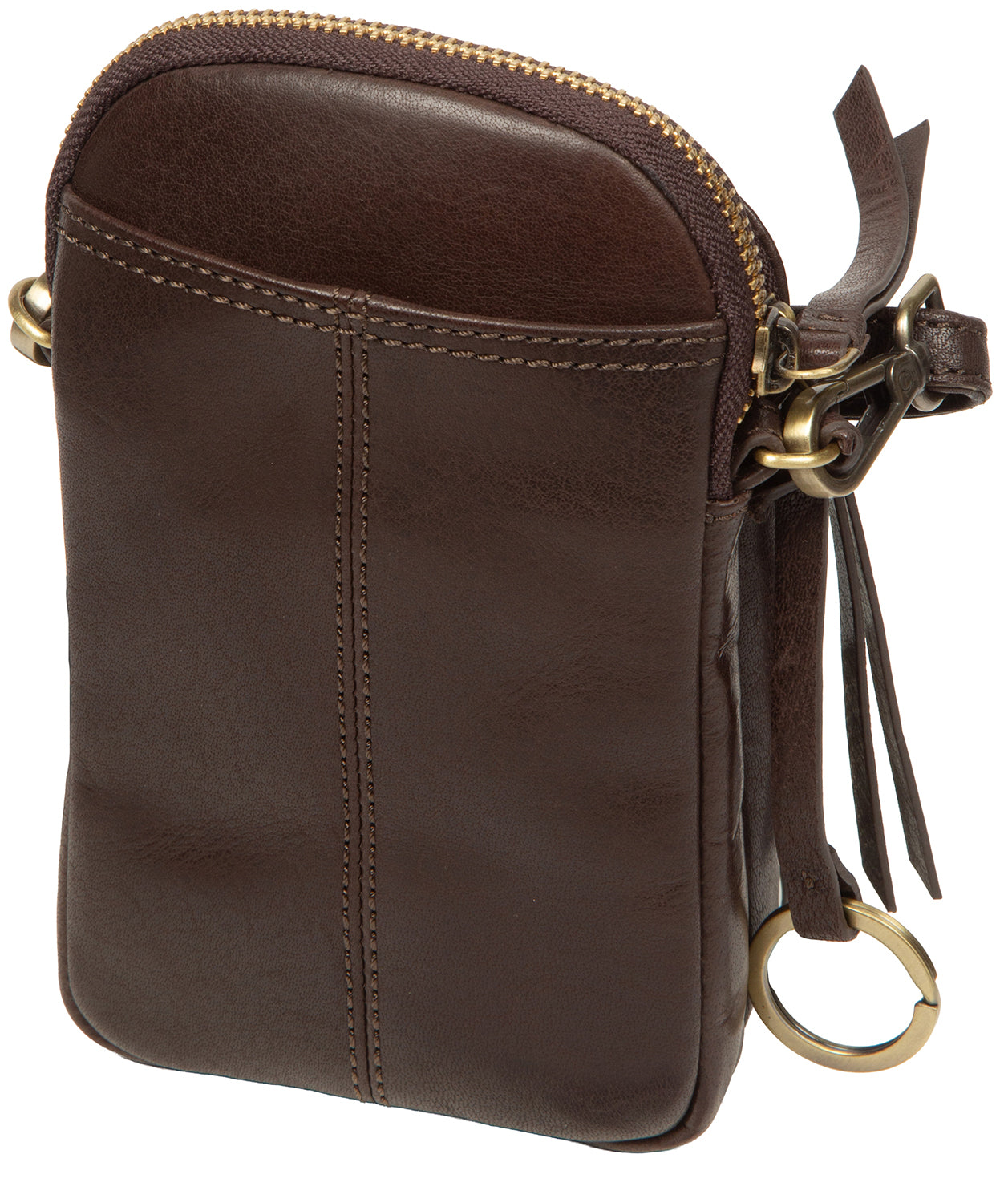 'Raven' Cocoa Leather Cross Body Phone Bag
