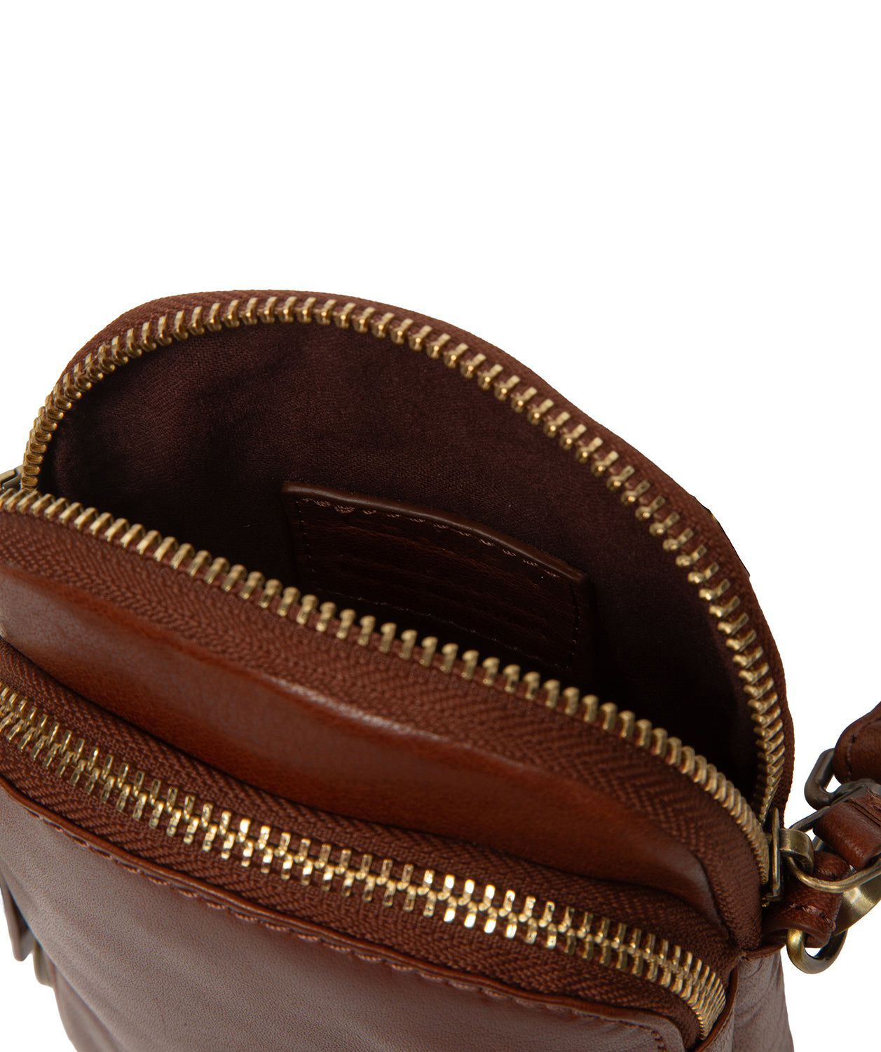 'Raven' Conker Brown Leather Cross Body Phone Bag