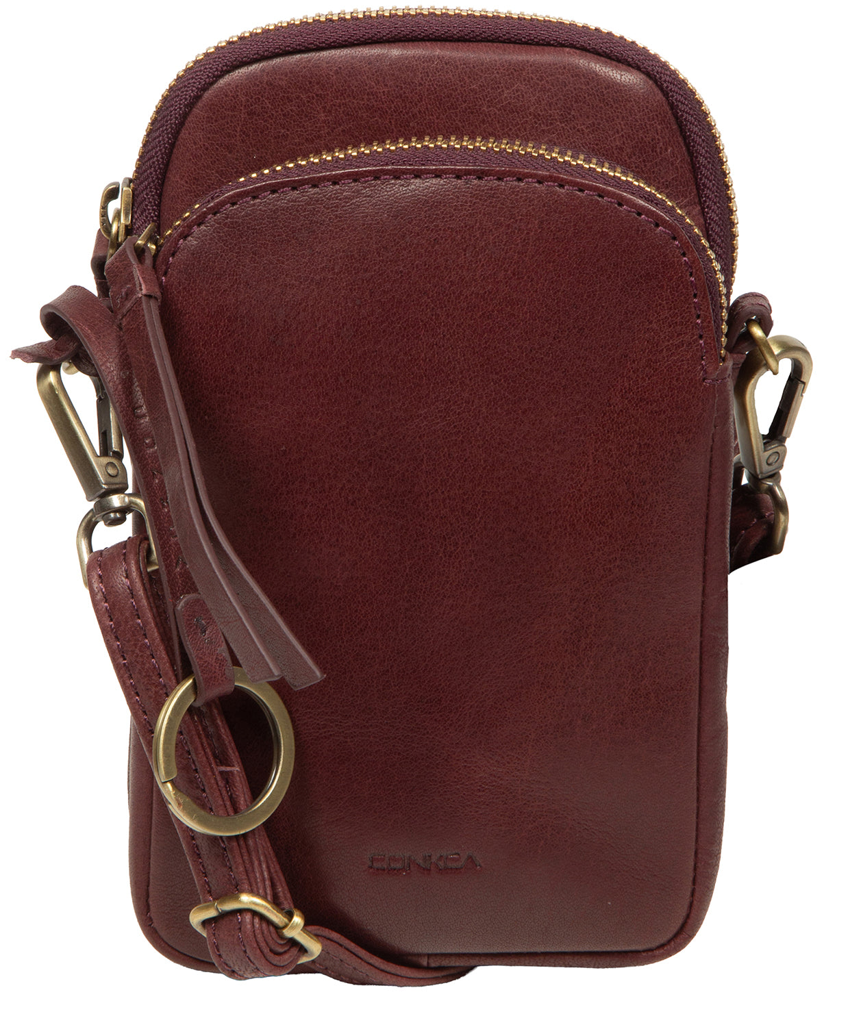 'Raven' Plum Leather Cross Body Phone Bag