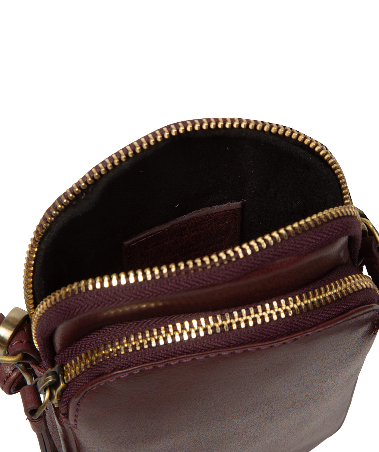 'Raven' Plum Leather Cross Body Phone Bag