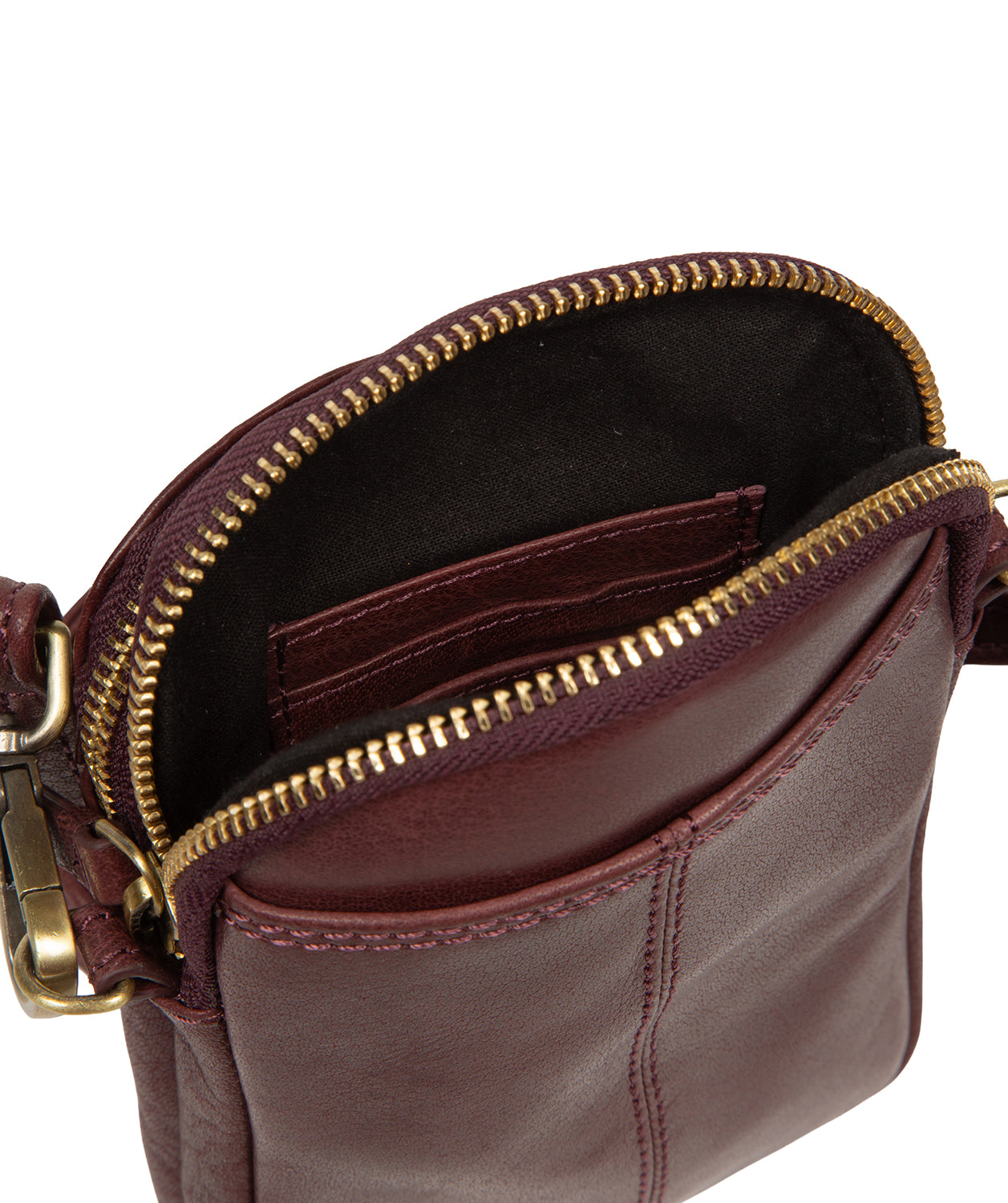 'Raven' Plum Leather Cross Body Phone Bag
