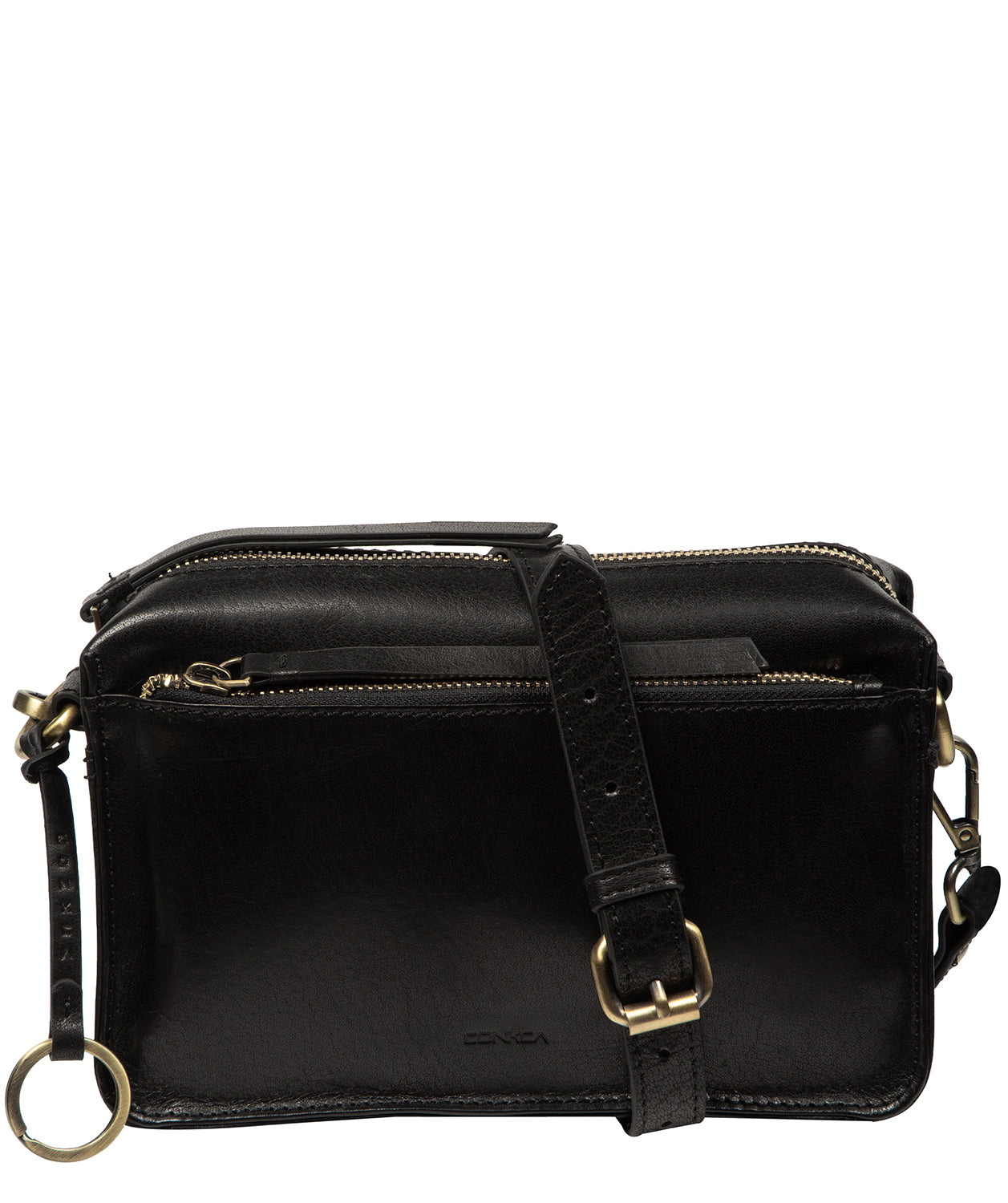 'Azalea' Black Leather Cross Body Bag
