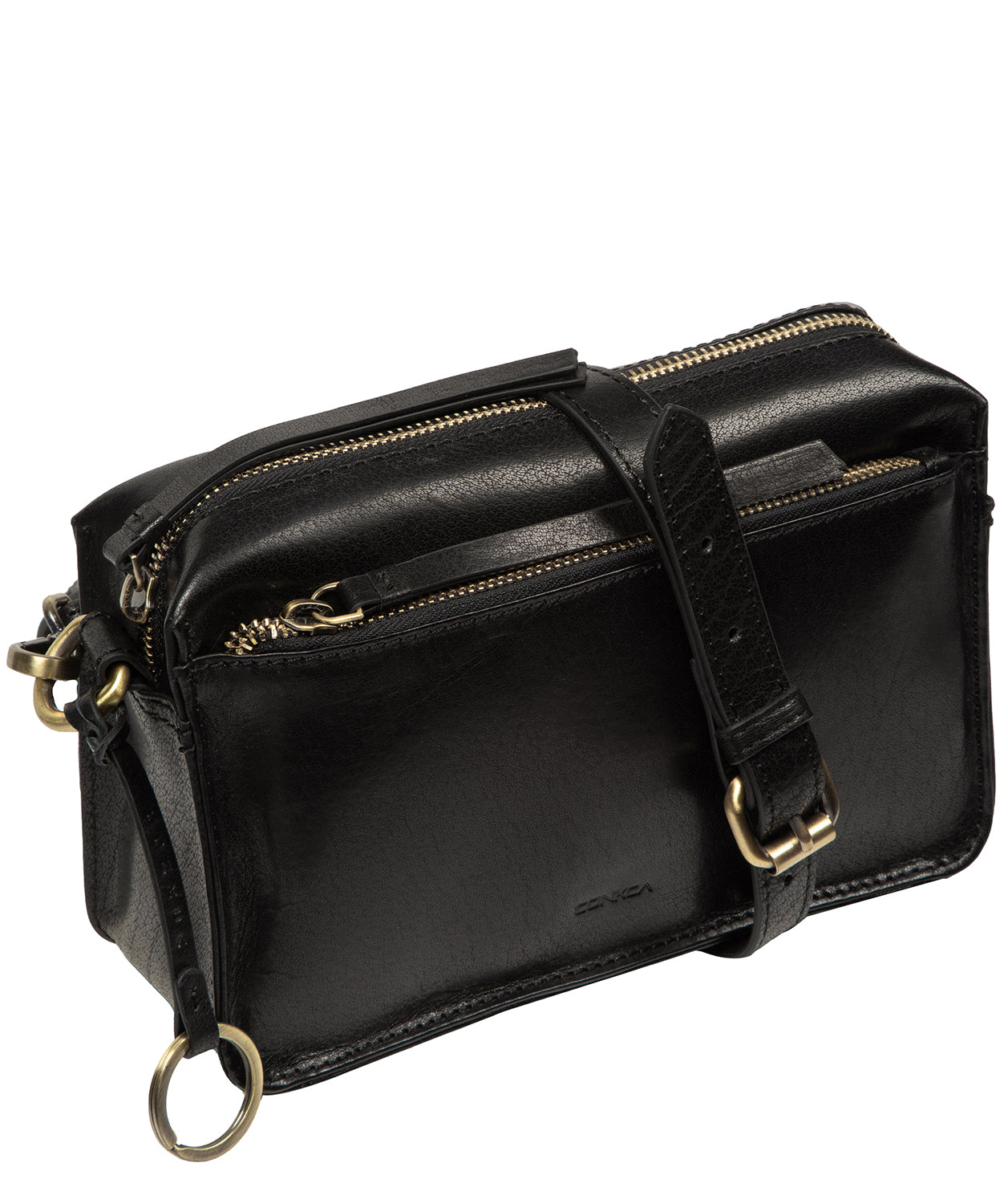 'Azalea' Black Leather Cross Body Bag