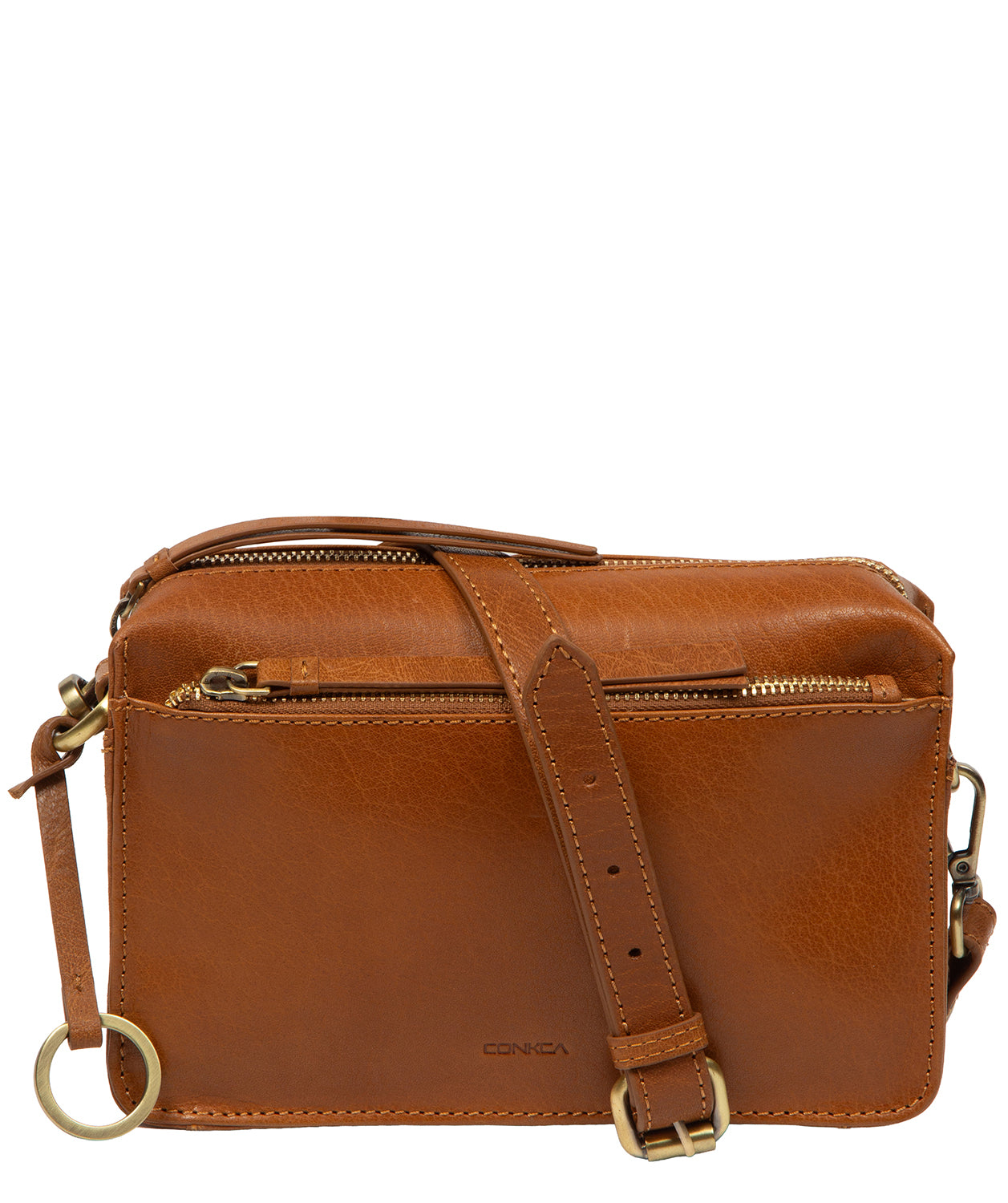 'Azalea' Dark Tan Leather Cross Body Bag