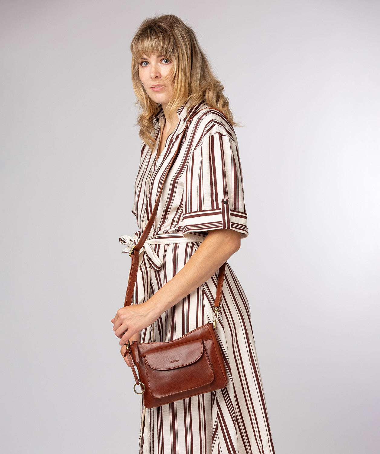 'Misty' Conker Brown Leather Cross Body Bag