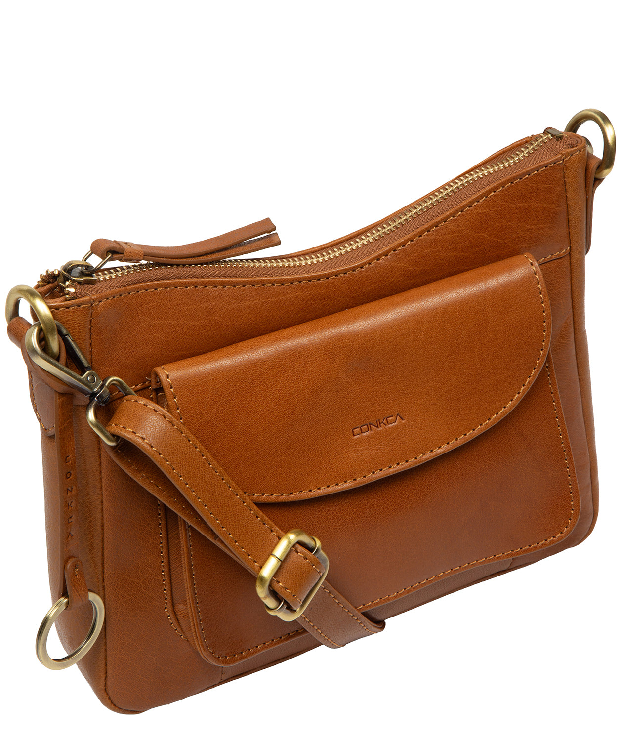 'Misty' Dark Tan Leather Cross Body Bag