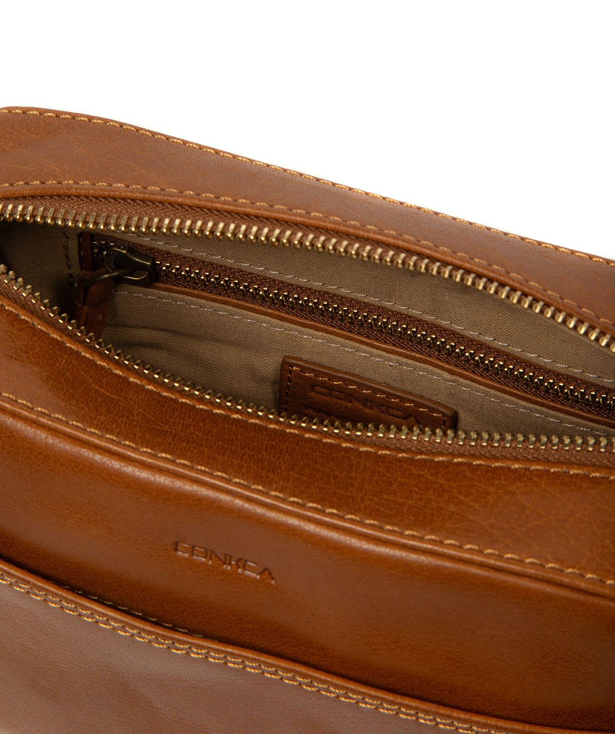 'Meadow' Dark Tan Leather Cross Body Bag
