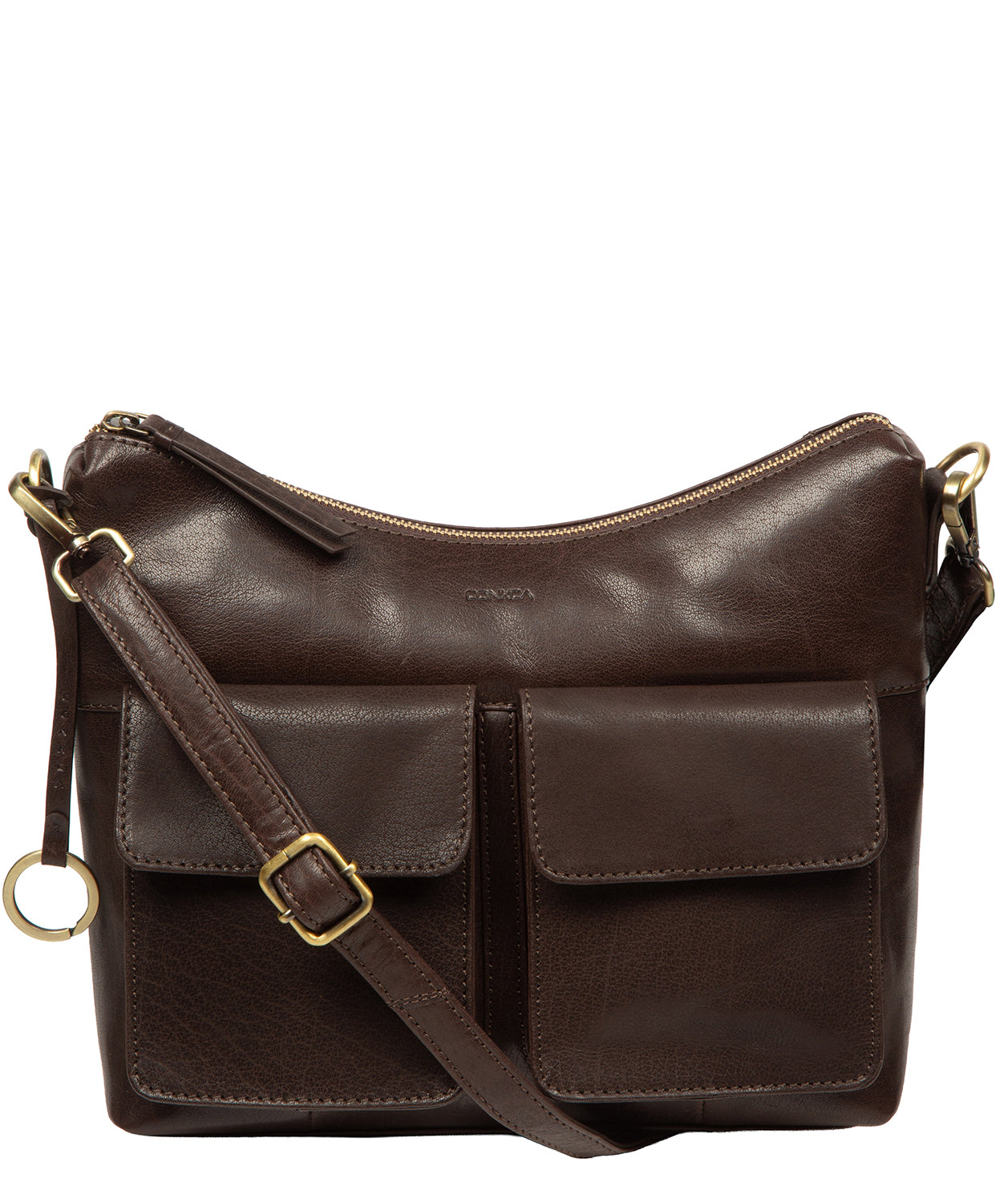 Snowdrop bag crescent zip-over top detail