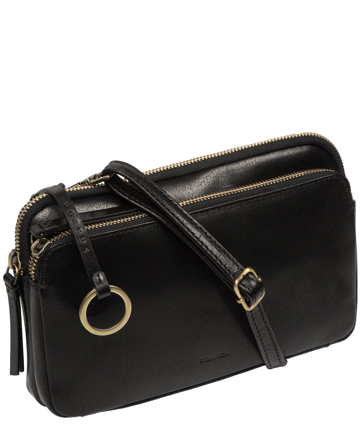 'Birdy' Black Leather Cross Body Bag
