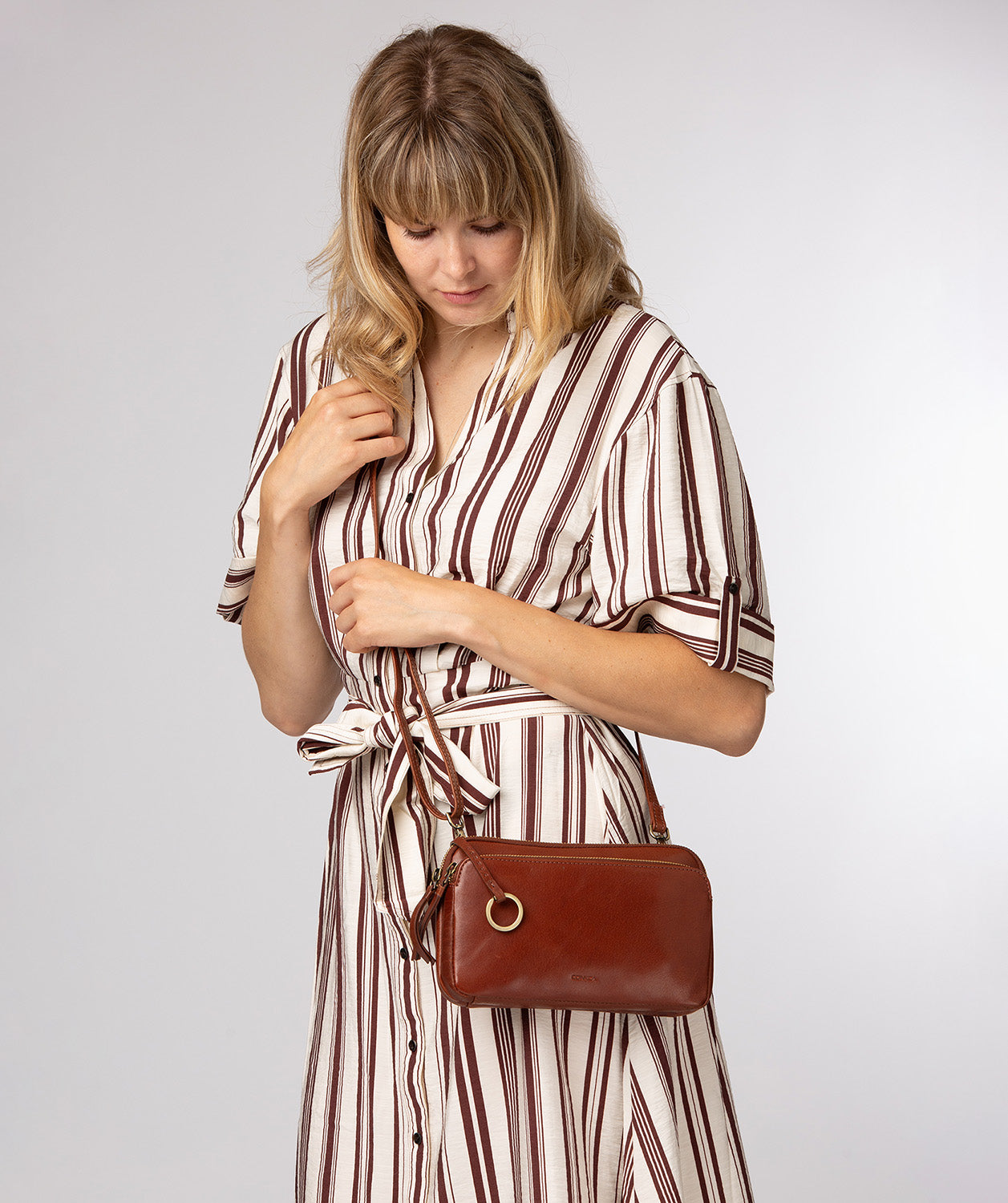 'Birdy' Conker Brown Leather Cross Body Bag